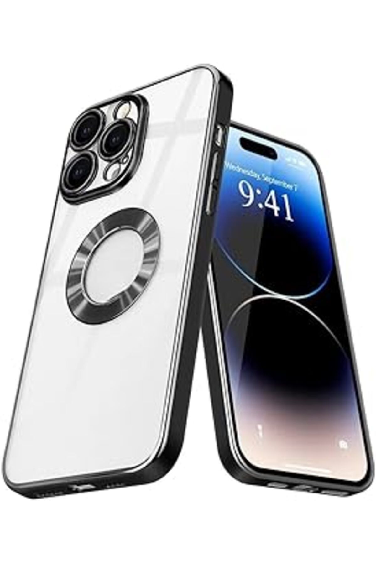 Ceet Markets Teknosepm Iphone 15 Pro Max Kılıf Kamera Lens Korumalı Logo Gösteren Arkası Şeffaf Parlak Kenarl