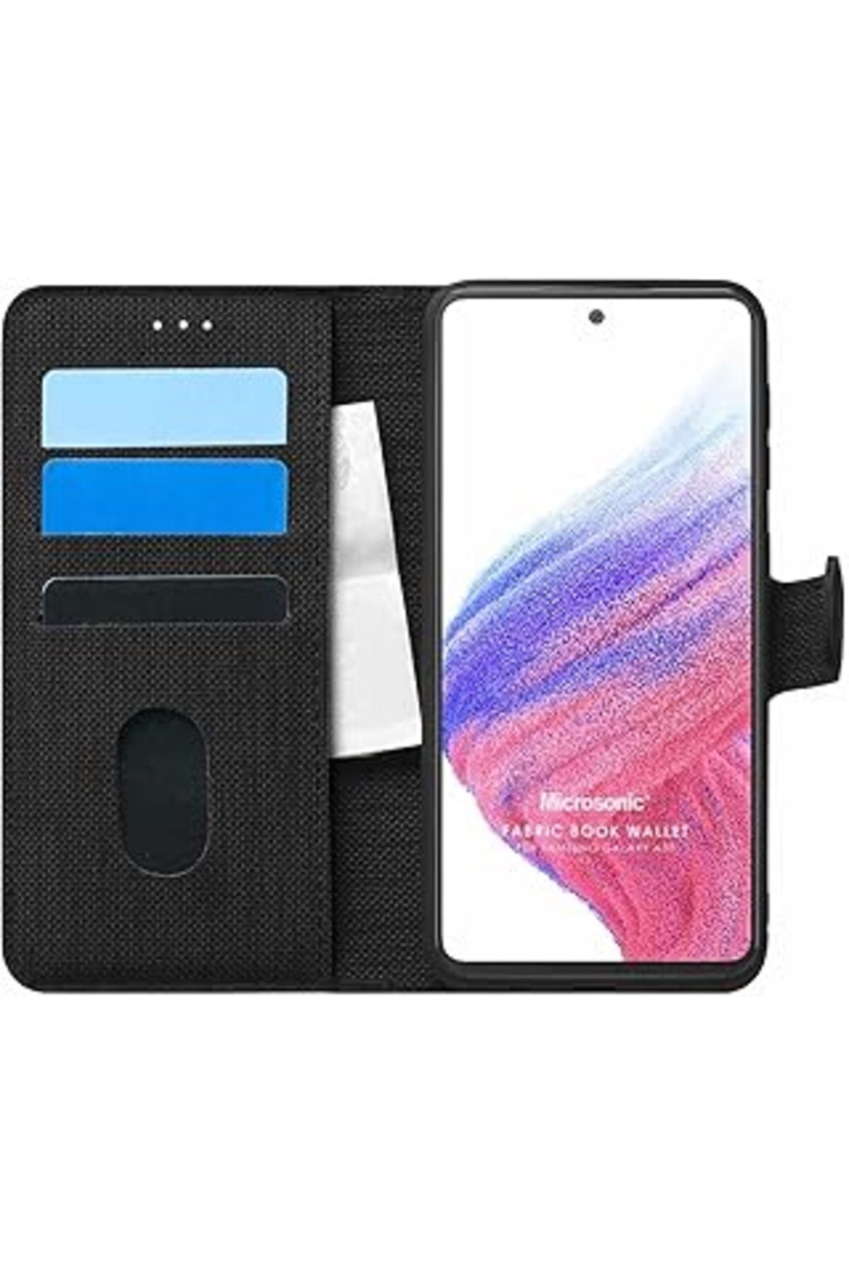 nerede bulurum Galaxy A53 5G Için Kılıf Fabric Book Wallet Siyah [Galaxy A53 5G Ile Uyumlu Kılı