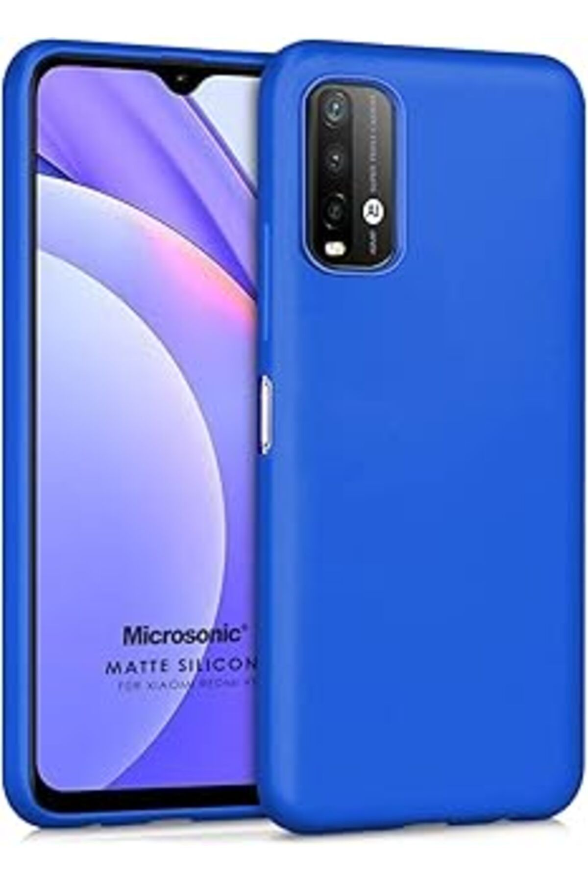 EDALKILIÇ Matte Silicone Mi Redmi Note 9 4G Için Kılıf Mavi [Redmi Note 9 4G Ile Uyumlu Kılıf