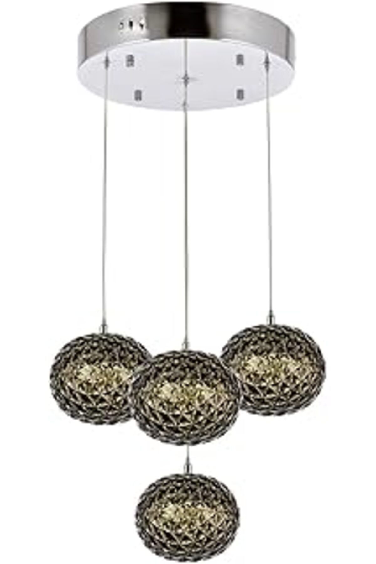 feifei Ni Av-60136-4Ft Füme/Krom Kaplama Modern Avize, Led, Metal, Polyester, 40Cm