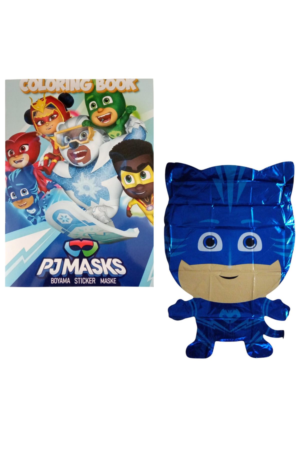 booddie Pj Maskeliler Boyama Kitabı 20'Li Stickerlı Arka Kapak Kesilerek Maskeli & pj maskes Folyo Balon