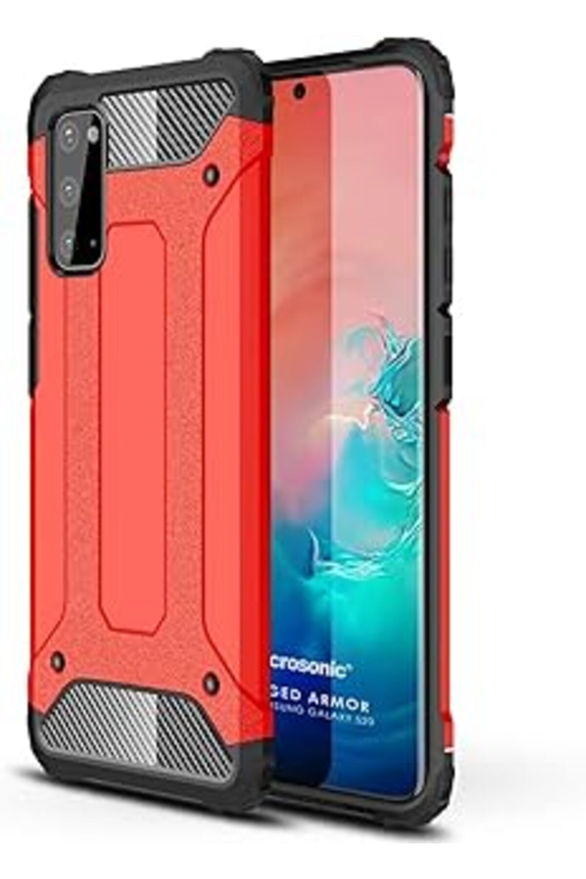 EDALKILIÇ Galaxy S20 Için Kılıf Rugged Armor Kırmızı [Galaxy S20 Ile Uyumlu Kılıf - Kırmız