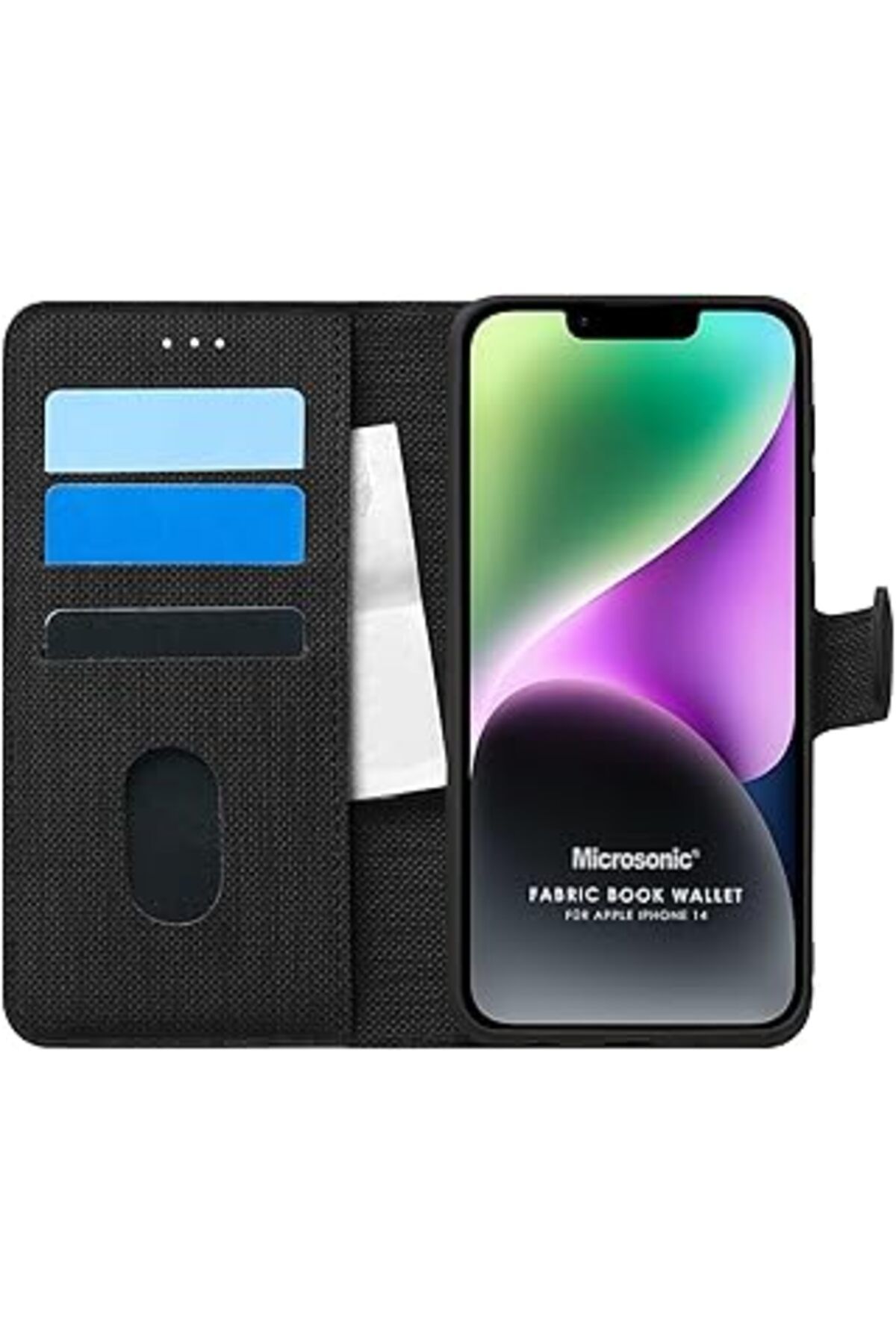 NZM TİCARET Iphone 14 Için Kılıf Fabric Book Wallet Siyah [Iphone 14 Ile Uyumlu Kılıf - Siyah]