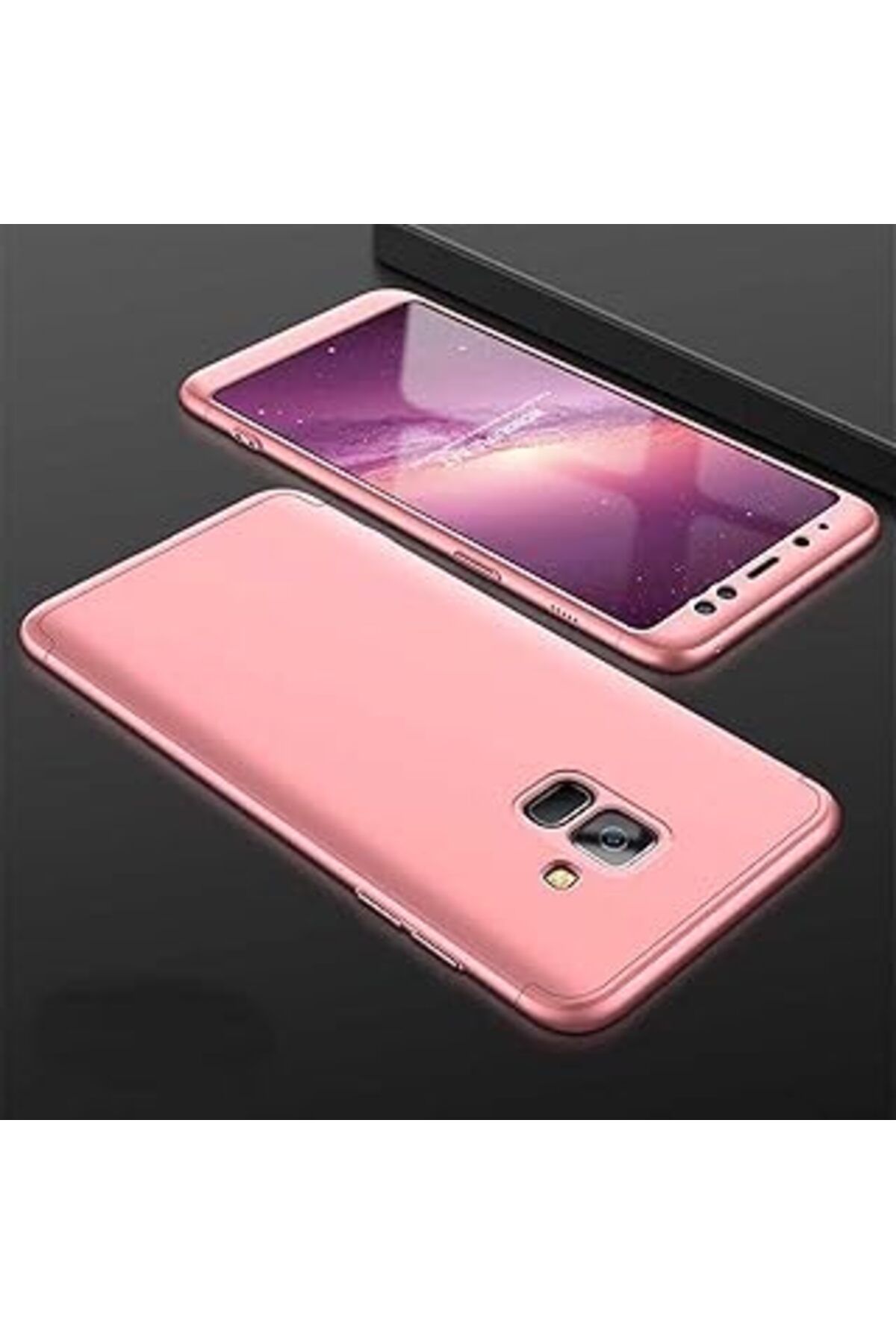 EDALKILIÇ Galaxy A6 2018 Ile Uyumlu Kılıf Double Dip Ays 3In1 Sert Rubber Kapak Rose