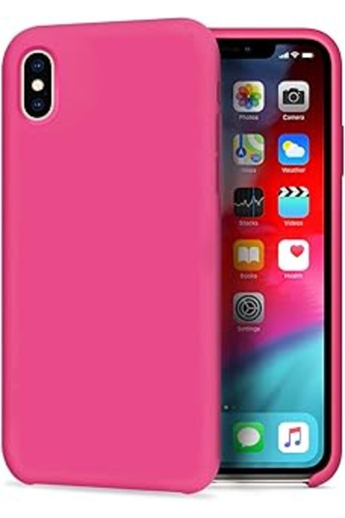 feifei Caseup Iphone Xs Max Uyumlu Kılıf Caseup Slim Liquid Silicone Uyumlu Kılıf Koyu Pembe