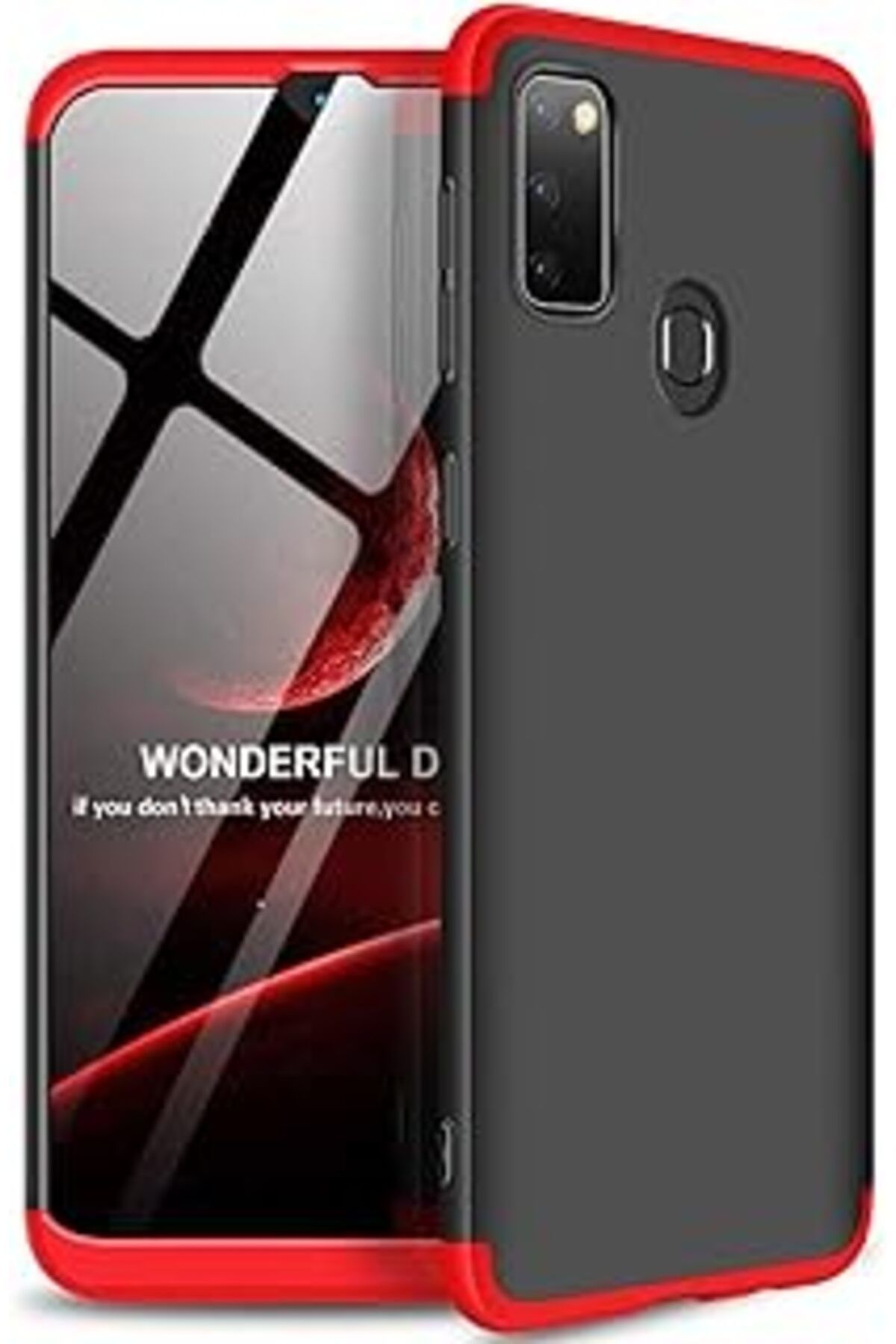 EDALKILIÇ Galaxy M30S Için Kılıf Double Dip 360 Protective Siyah Kırmızı [Galaxy M30S Ile