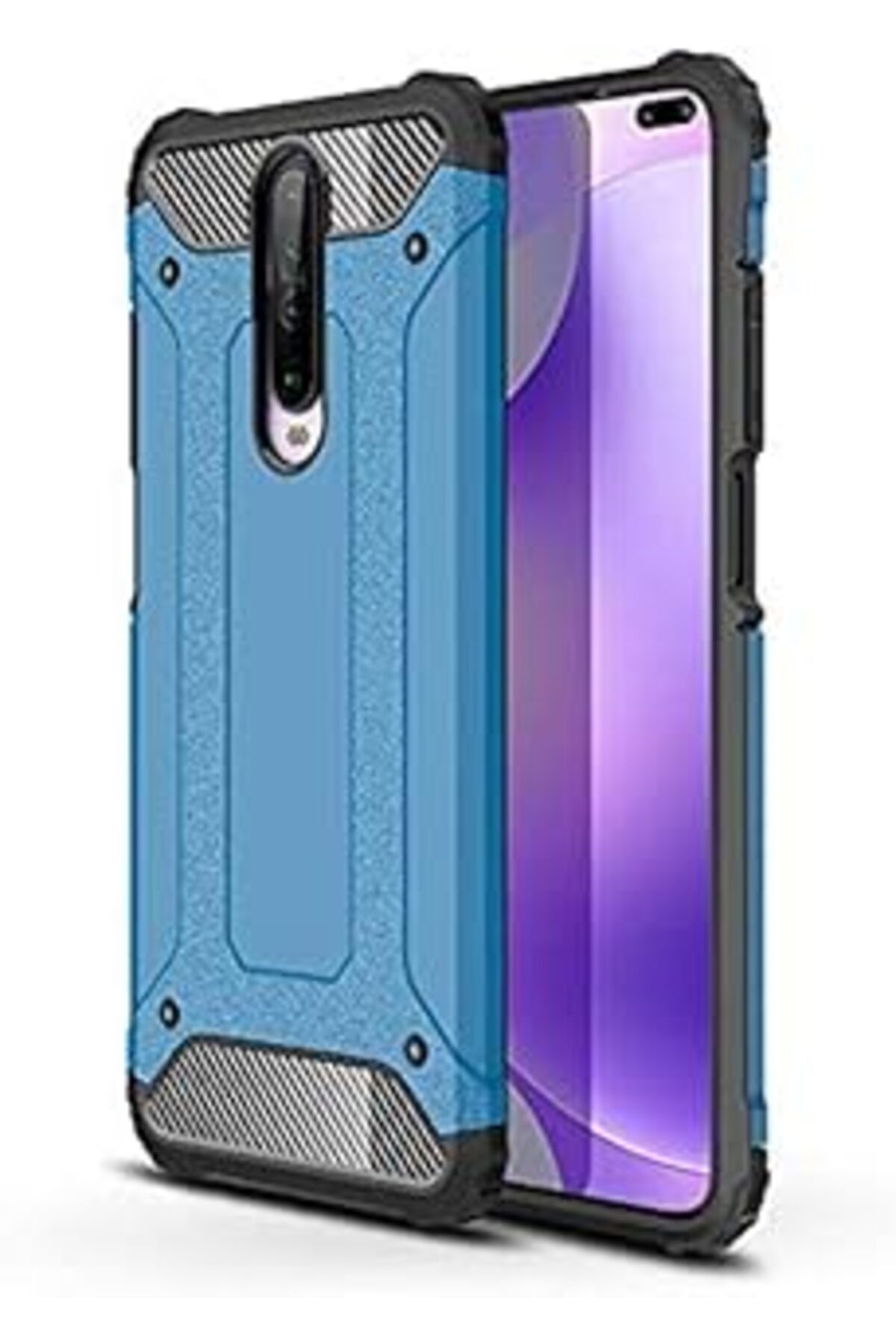 feifei Kny Mi Redmi K30 İÇin Kılıf, Çift Katmanlı Armour Case, Mavi