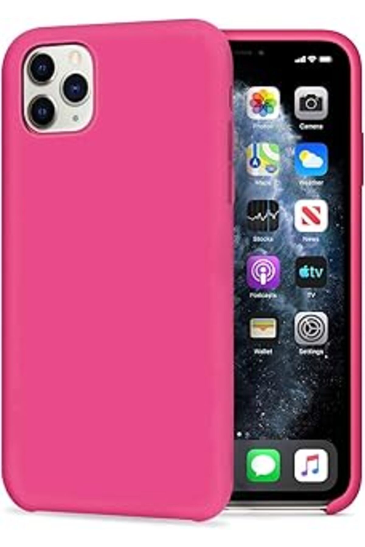 MAGNESİA Caseup Iphone 11 Pro Uyumlu Kılıf Caseup Slim Liquid Silicone Uyumlu Kılıf Koyu Pembe