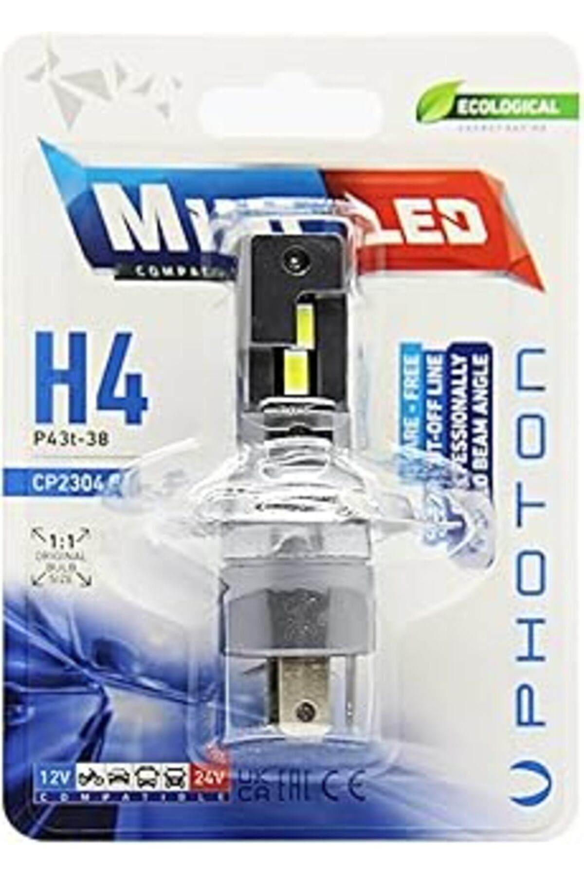 NZM TİCARET H4 Mini Kompakt Led Far Ampulü, 12V/24V Uyumlu, 1 Adet