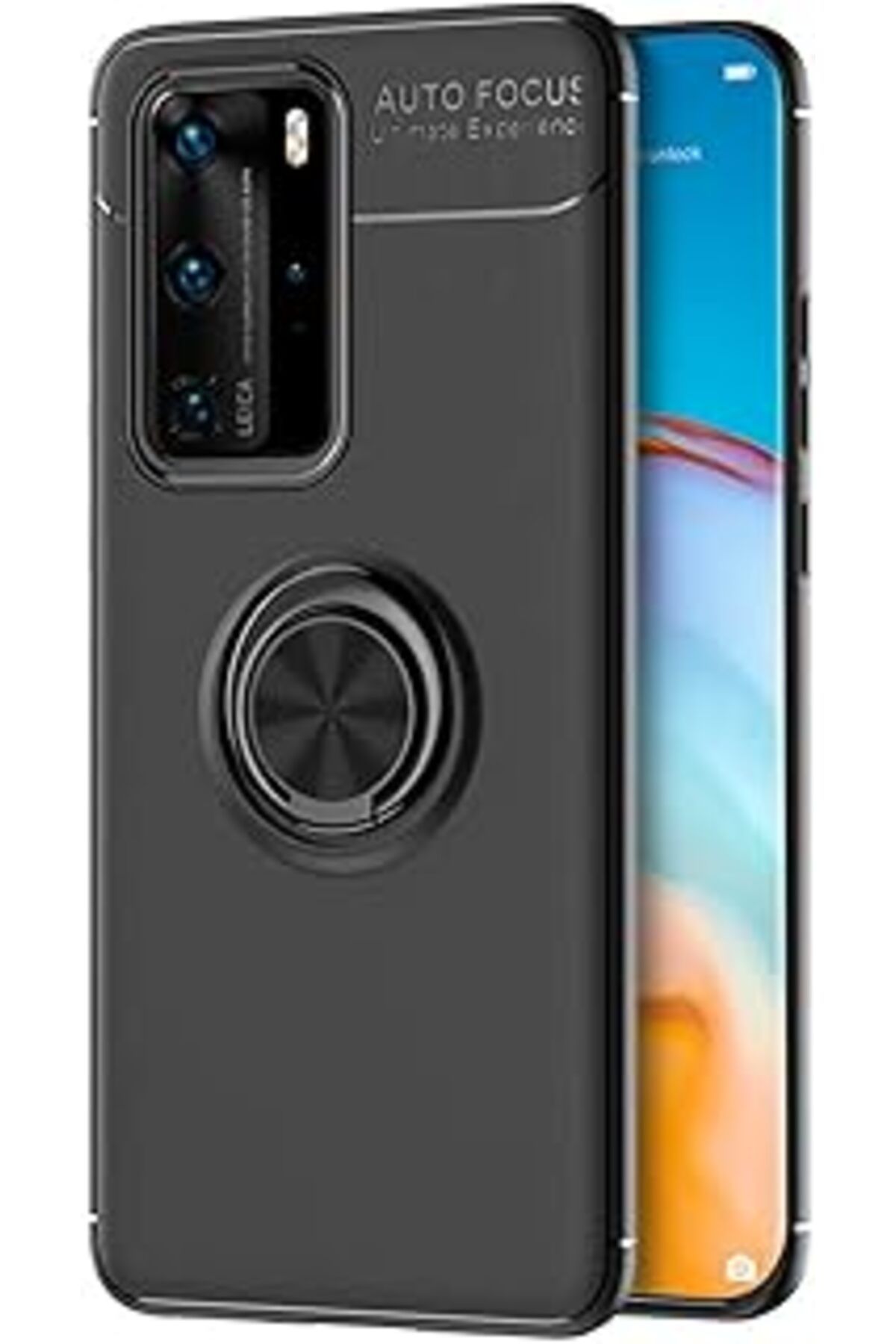 Ceet Markets Huawei P40 Pro Için Kılıf Kickstand Ring Siyah [P40 Pro Ile Uyumlu Kılıf - Siyah]