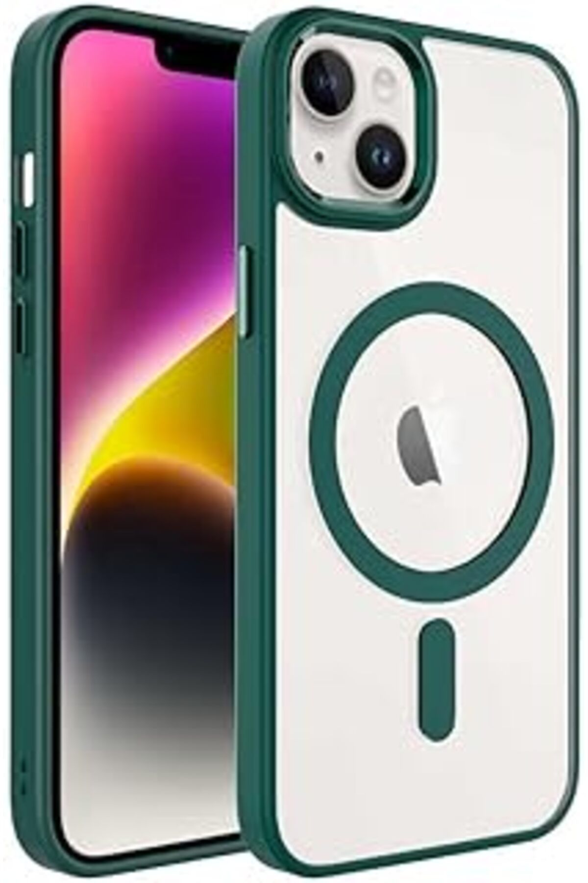 MAGNESİA Enfein İPhone 14 İLe Uyumlu Kılıf Kaymayan Yüzey Metal Buton Ve Kamera Çevresi Wireless Şarj Özel