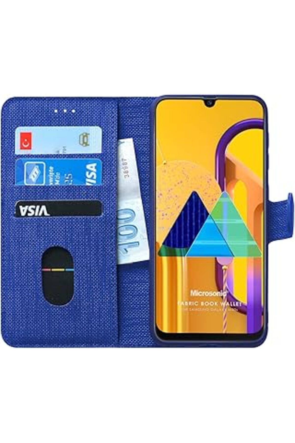 nerede bulurum Galaxy M30S Için Kılıf Fabric Book Wallet Lacivert [Galaxy M30S Ile Uyumlu Kılıf