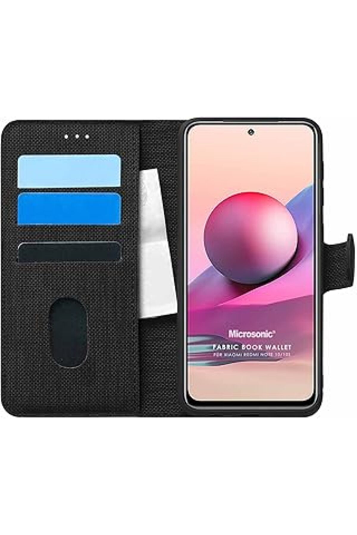 ebadi Redmi Note 10S Için Kılıf Fabric Book Wallet Siyah [Redmi Note 10S Ile Uyumlu Kıl