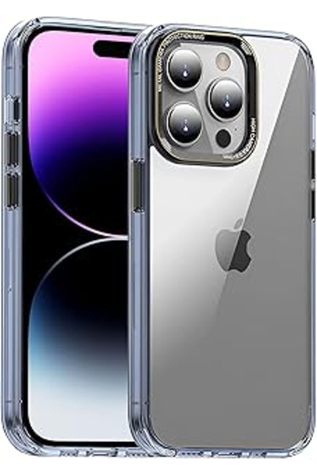 Epatim Teknoft Iphone 13 Pro Max İLe Uyumlu Lens Çerçevesi Ve Tuş Takımı Metal Kenarları Şok Emici Silikon