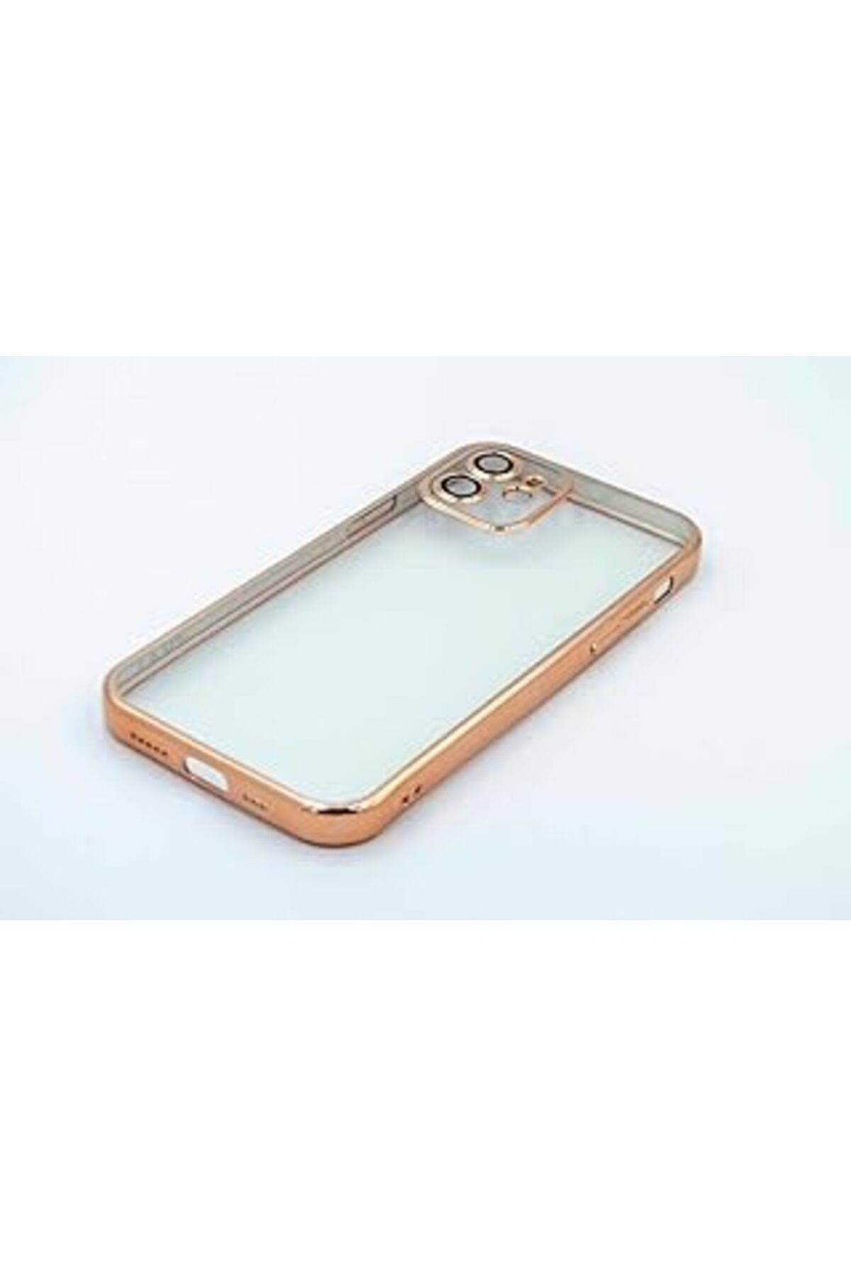 NZM TİCARET Bause Iphone 11 Uyumlu Kenarları Renkli Lazer Kamera Lens Korumalı Lüks Silikon Kılıf (Bronze)