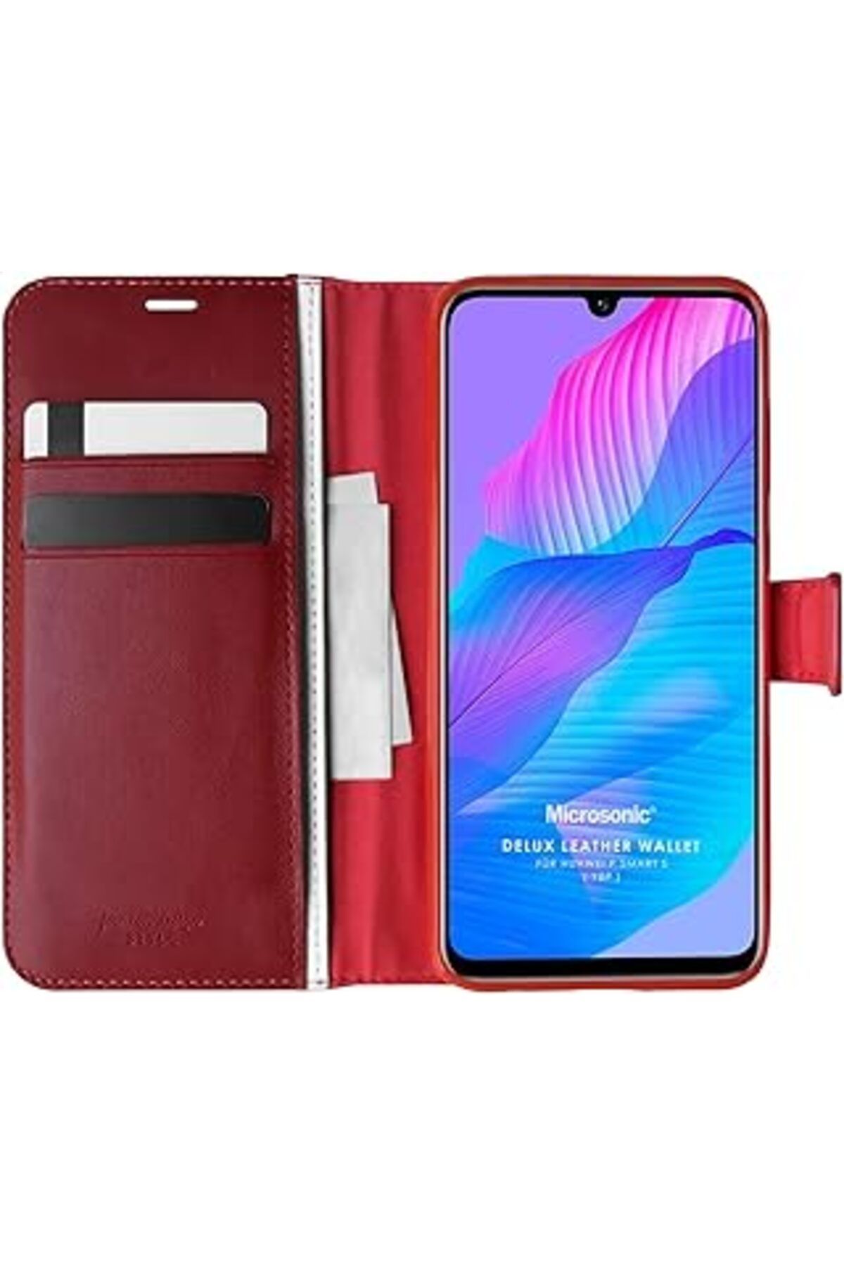 feifei Huawei P Smart S Için Kılıf Delux Leather Wallet Kırmızı [P Smart S Ile Uyumlu Kılıf - K