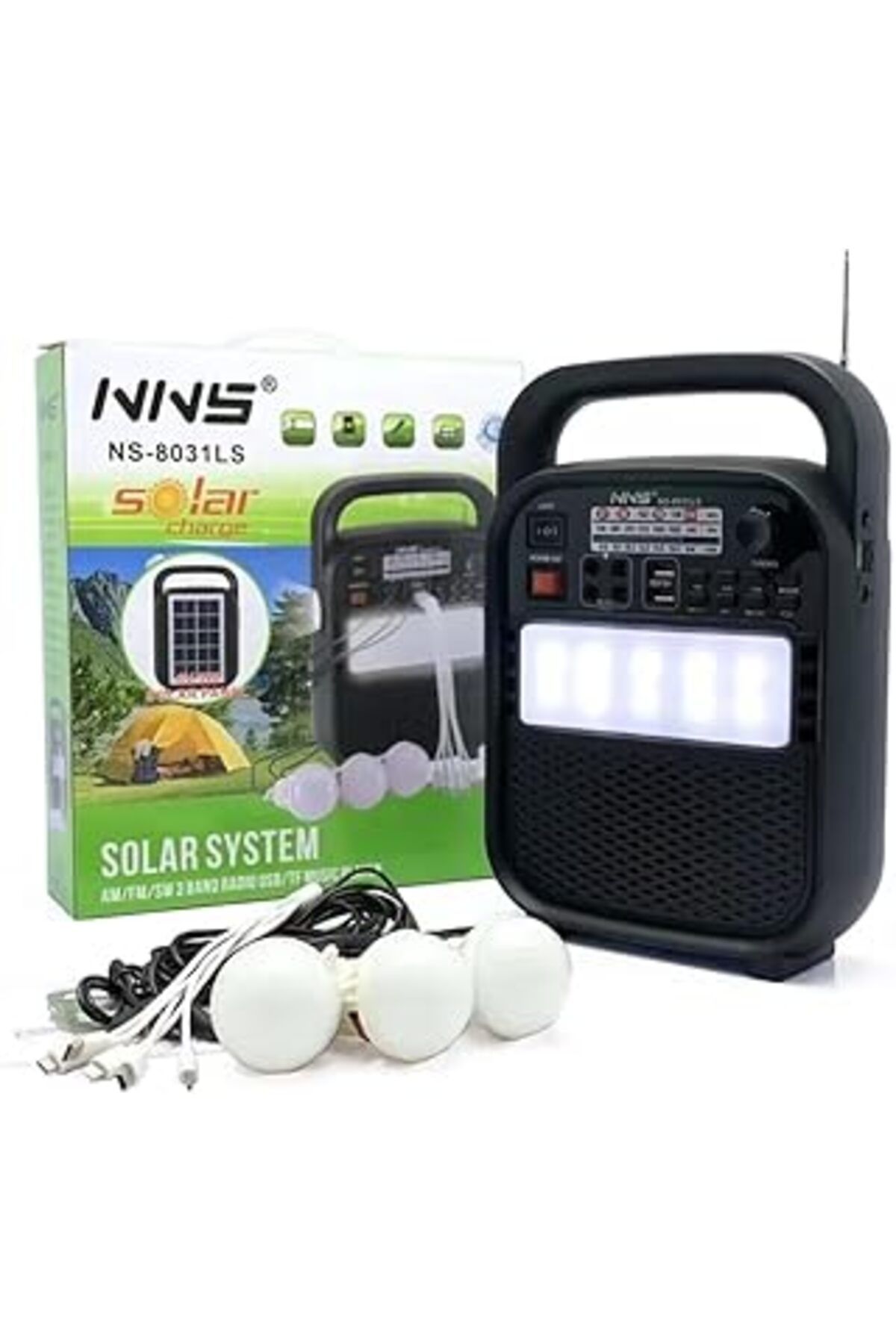 NZM TİCARET Ns-8031Ls Güneş Enerjili Radyolu Kamp Işığı Solar Kamp Lambası Bluetooth Hoparlör, Telefon Şarj Ede