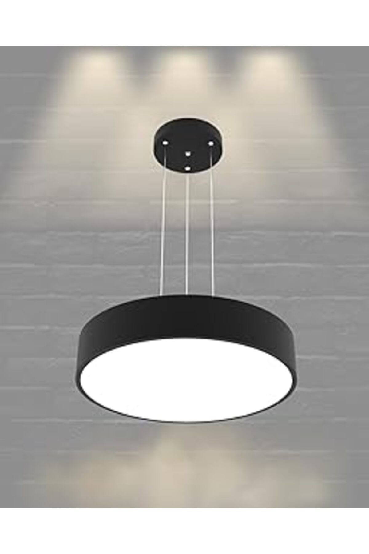 MAGNESİA Hegza Lighting Drum-40 Ayarlanabilir Sarkıt Ledli Modern Siyah Led Avize (4000K (Doğal Beyaz))