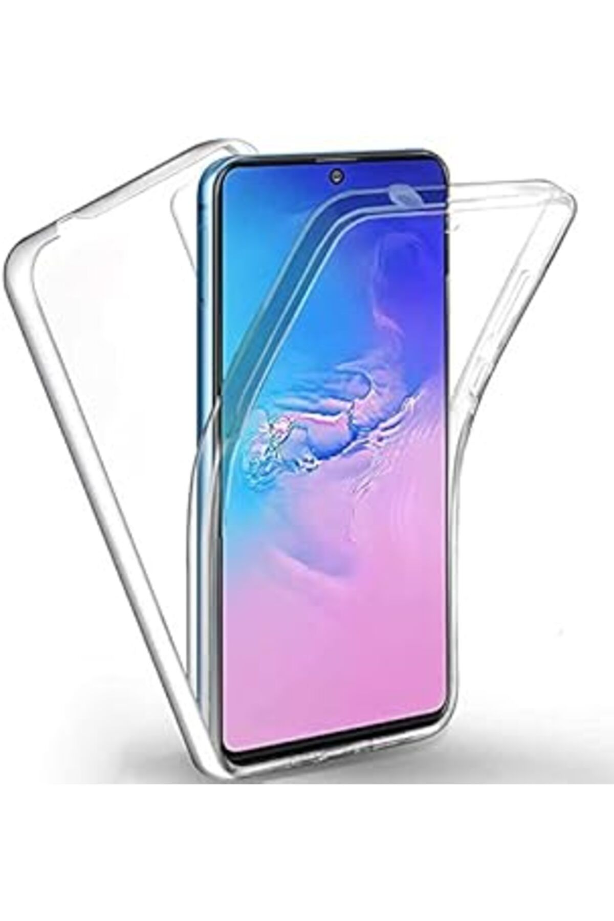 EDALKILIÇ Galaxy A10S Ile Uyumlu Kılıf 360 Şeffaf Hem Ön Hem De Arka Yüzünü Koruyan Toz Ve