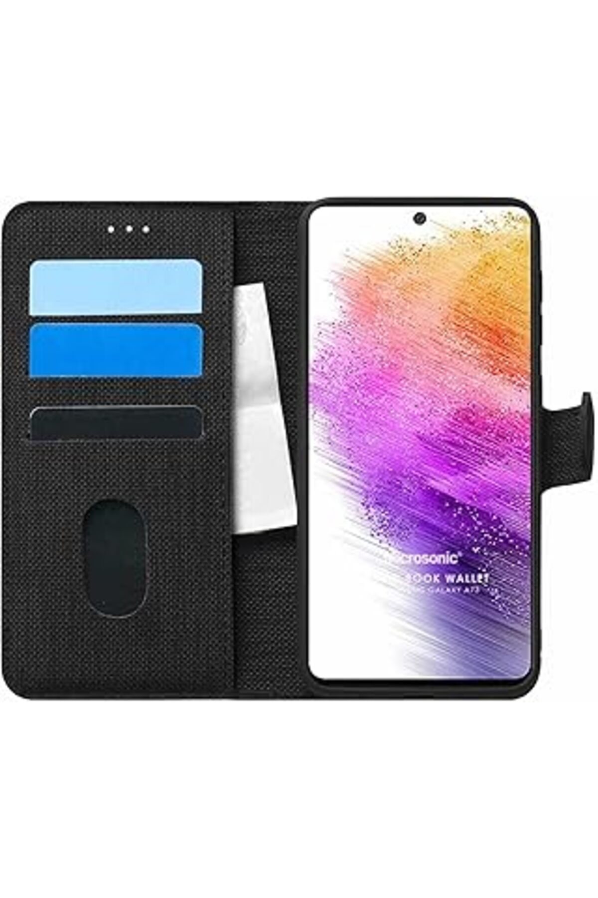 MAGNESİA Galaxy A73 5G Kılıf Fabric Book Wallet Siyah