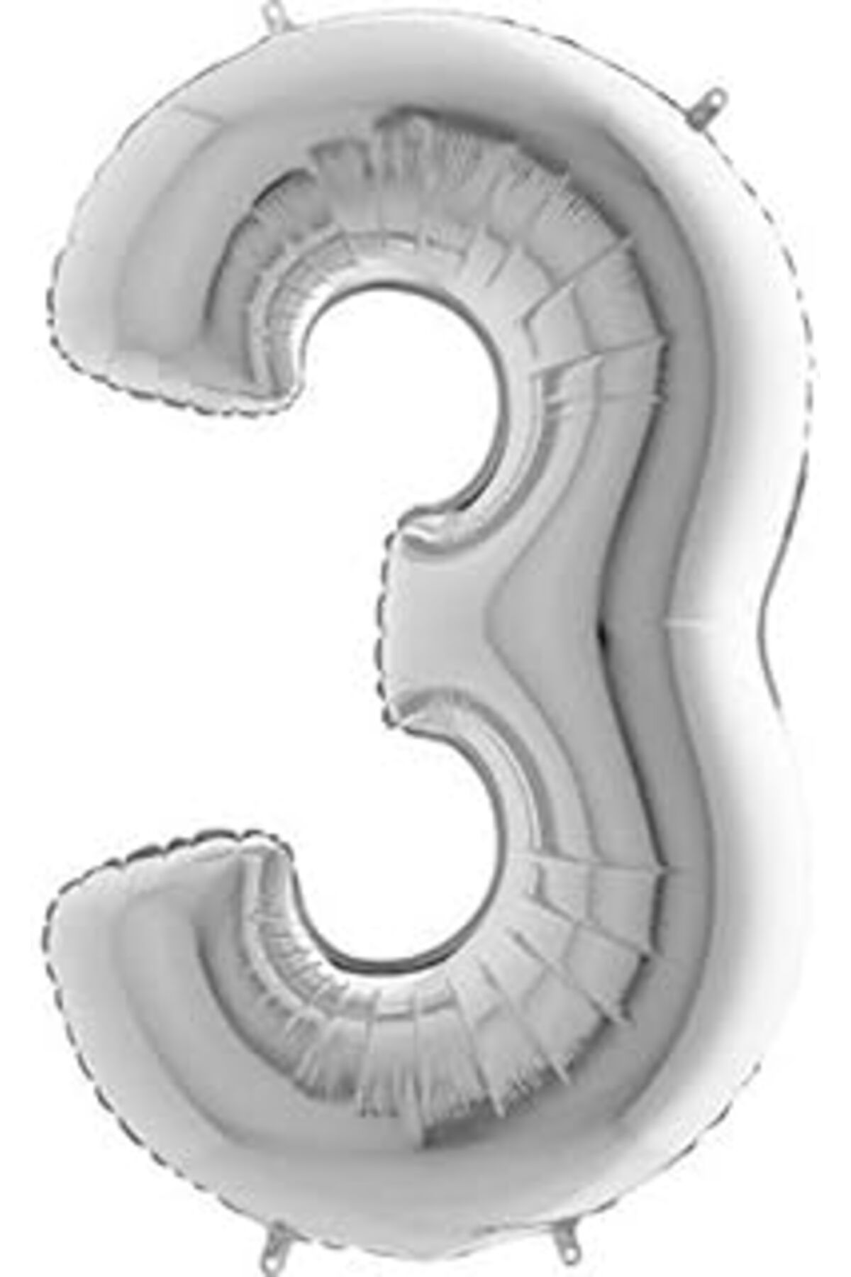 ebadi Parti ViTriNi 3 Rakamlı 16 İNç Gümüş Renk Folyo Bn 36 Cm (Gümüş)
