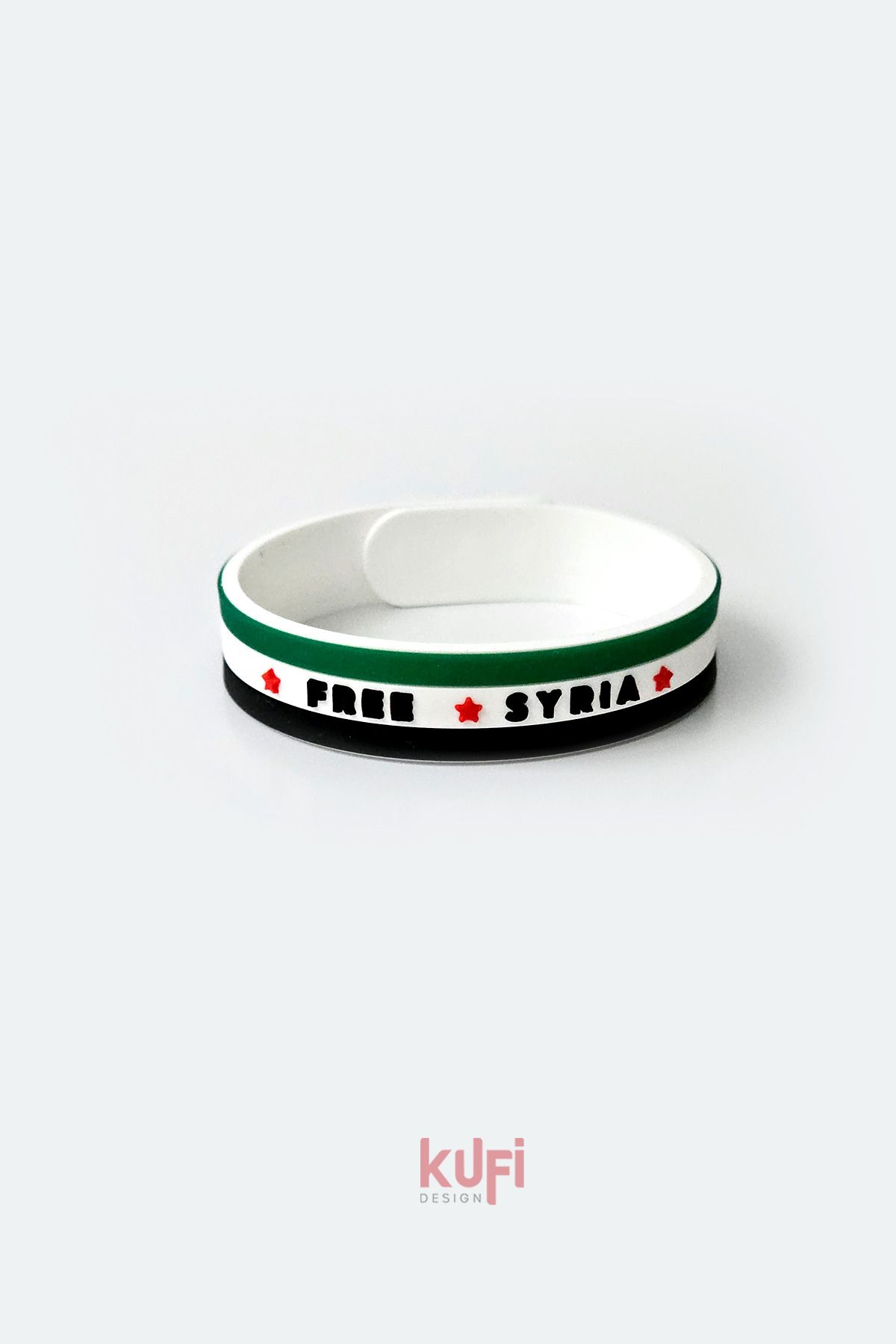 Kufi Design-Free Syria Written Syrian Flag - Adjustable Silicone Bracelet 1