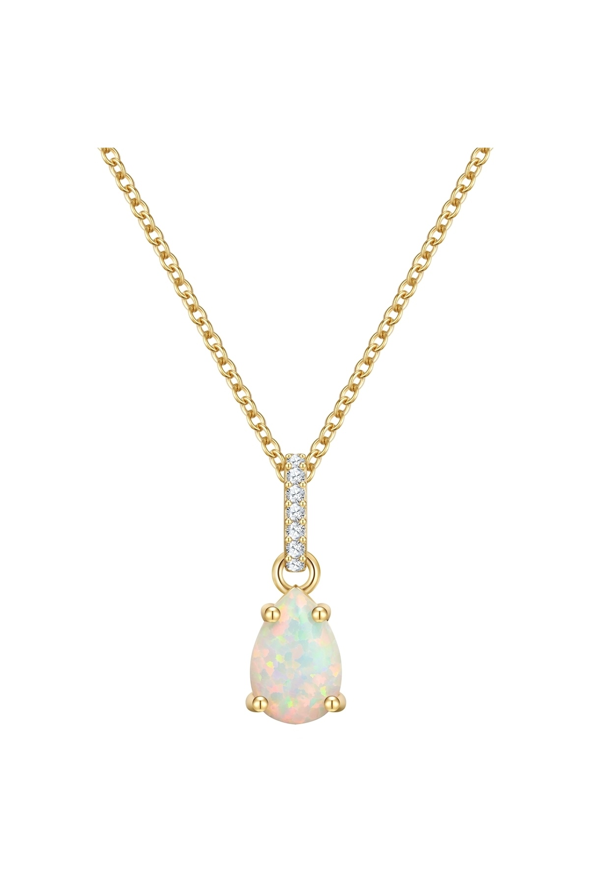 Glanzstücke München-Silberhalskette Kette mit Anhänger Sterling Silber gelbgold Opal (synth.) 1