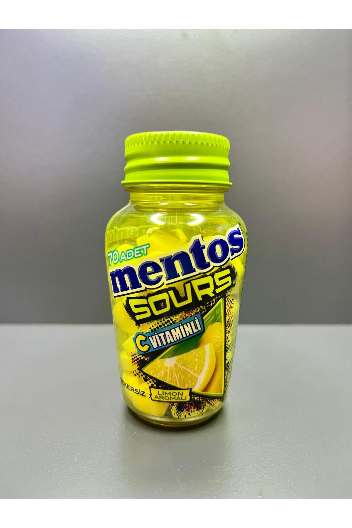 Mentos Sours Şekersiz C Vitaminli Limon Aromalı 70 Adet Tablet Şekerleme