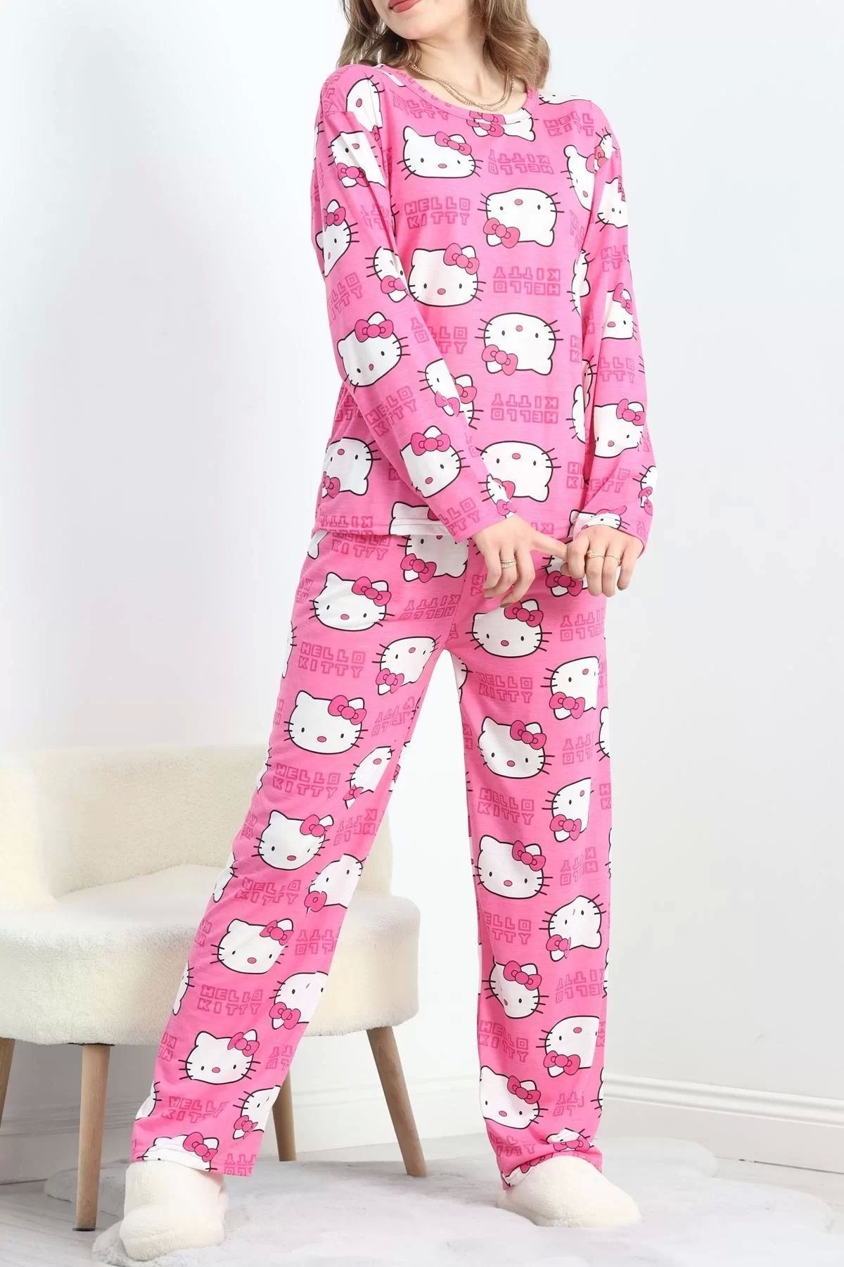 KAZAX Desenli Poliviskon Pijama Takımı Pembe - 818.1287.