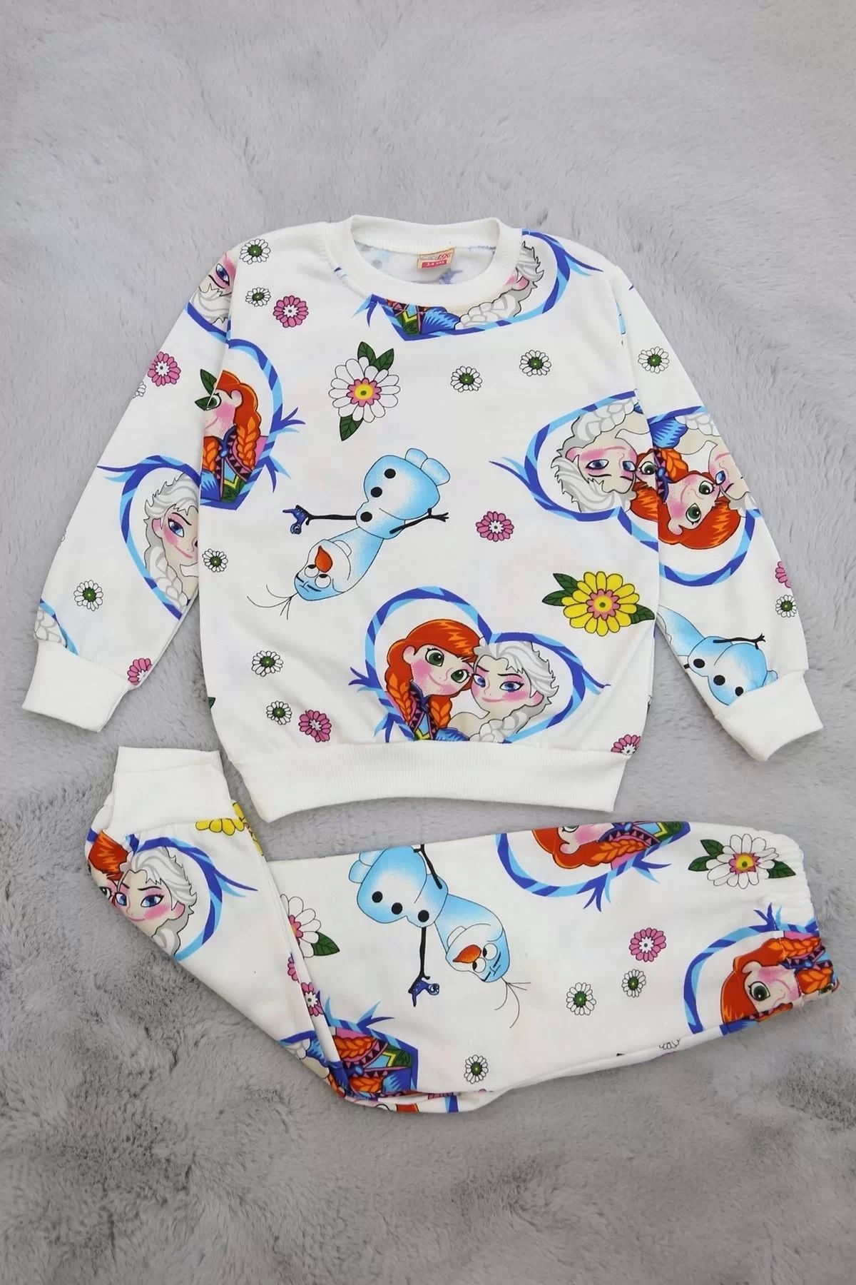 KAZAX 4-12 Yaş Şardonlu Çocuk Pijama Takımı Beyaz - 30183.904.