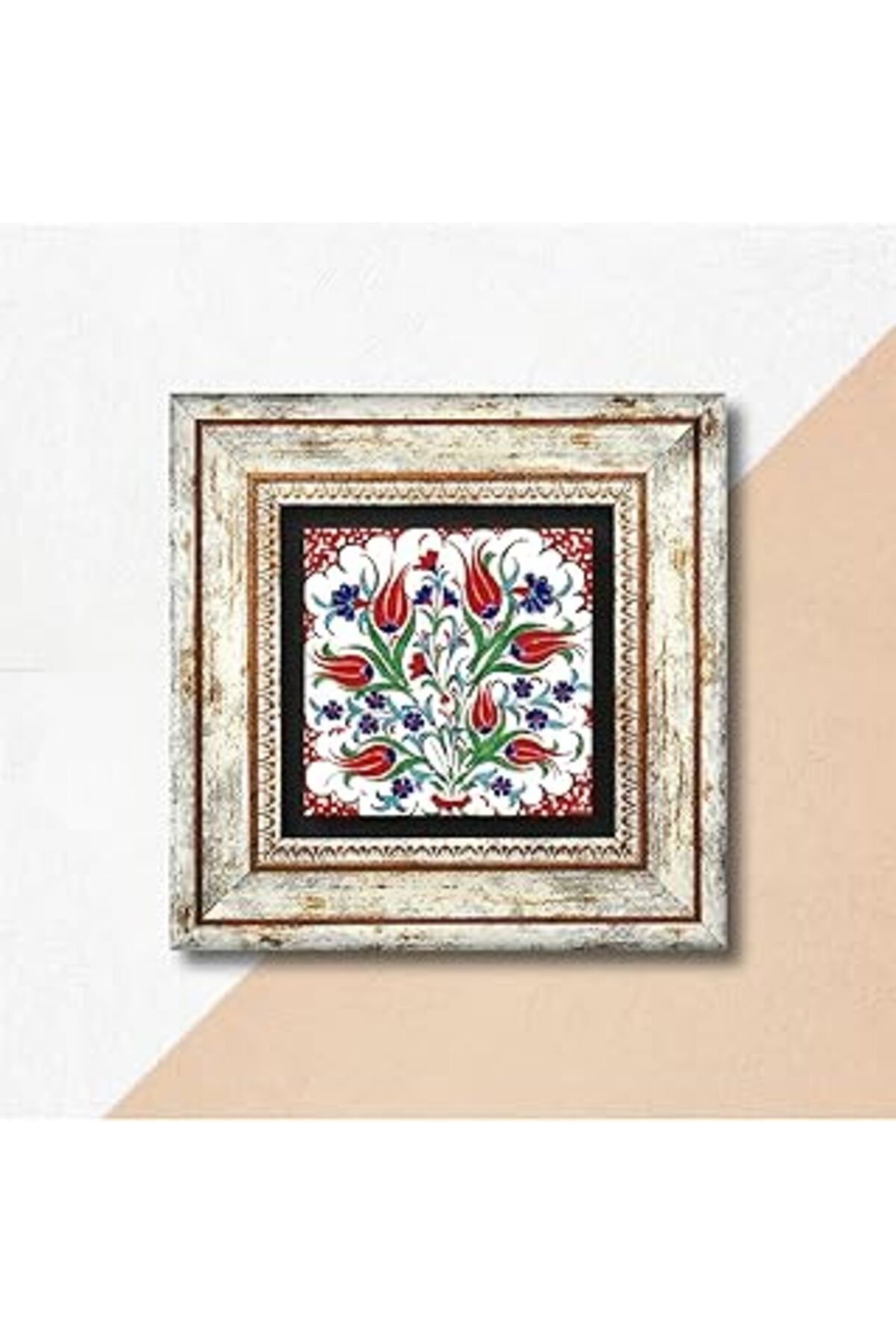 EDALKILIÇ Pione Çini Sanatı Lale Taş Duvar Tablosu Çerçeveli Duvar Dekoru Wall Art K1-186