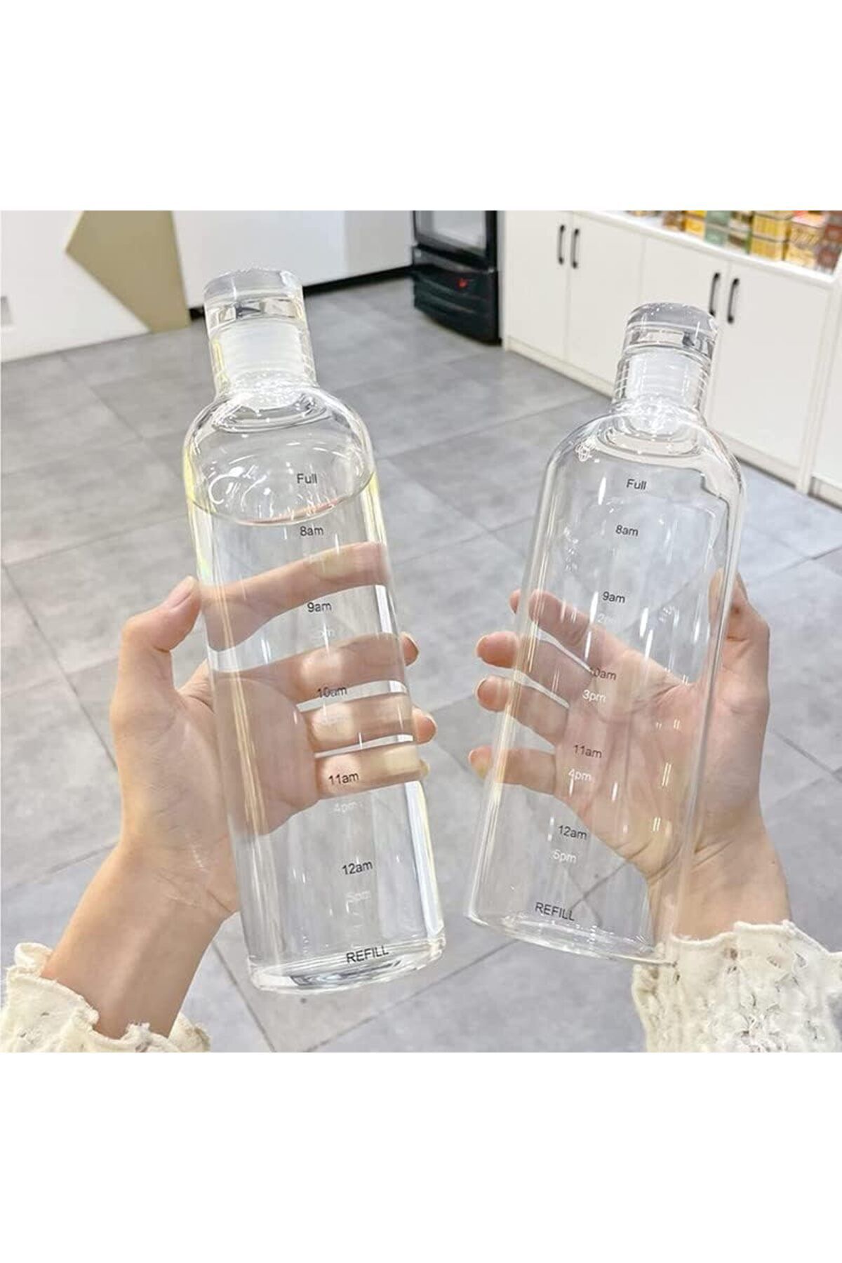 Home Zone-750ml Water Bottles with Time Marker Reusable Clear Glass Drinking Bottles 7