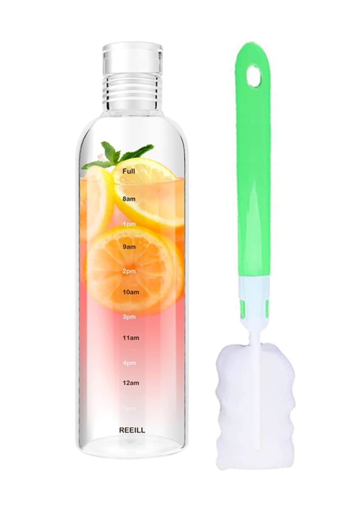 Home Zone-500ml Water Bottles with Time Marker Reusable Clear Glass Drinking Bottles 1