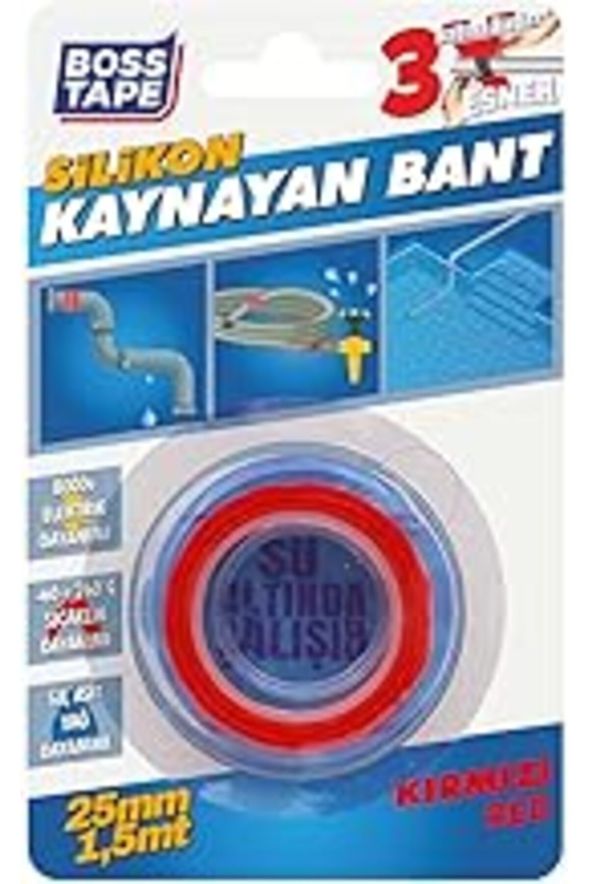 nazeninstoğu Tape Silikon Kaynayan Tamir Bandı En:25Mm Boy:1,5Mt Kırmızı