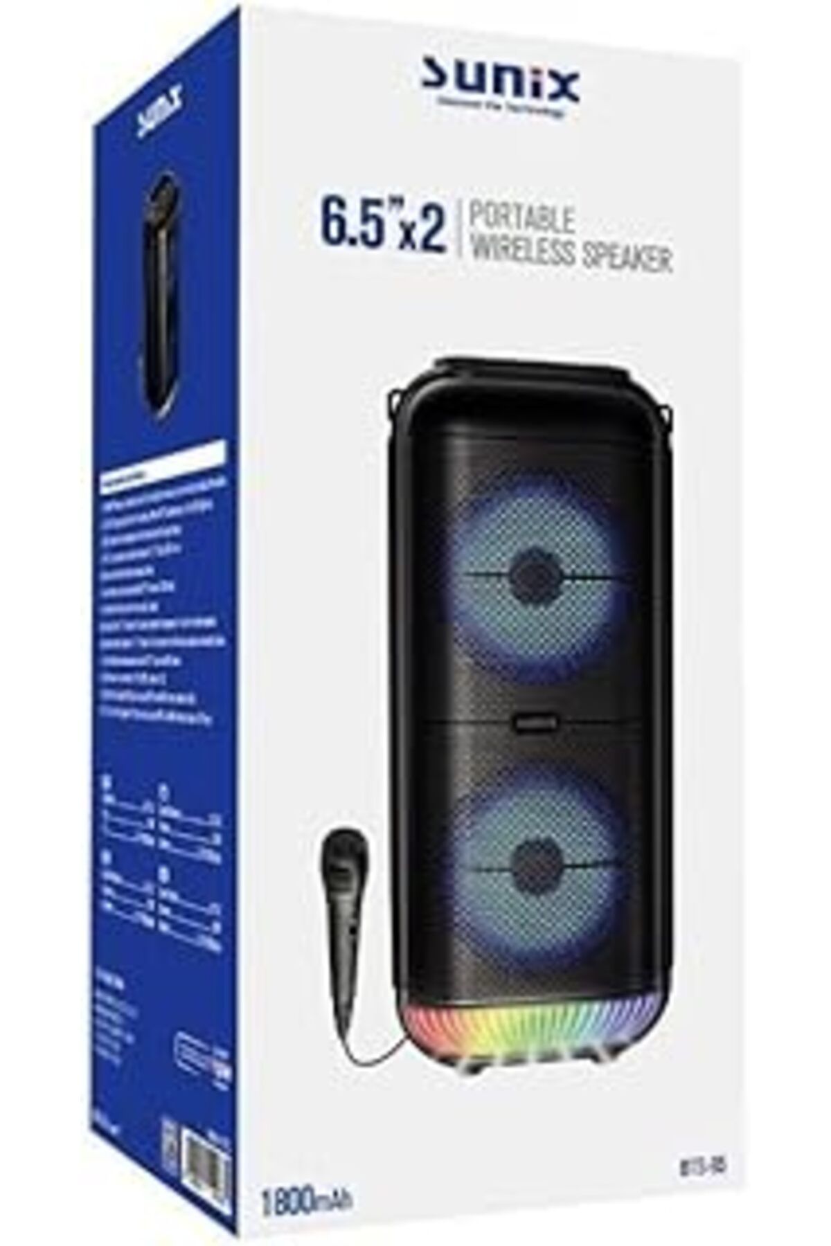 NZM TİCARET 1800 Mah 6,5 Mikrofonlu Led Işıklı Bluetooth Hoparlör Bts-95