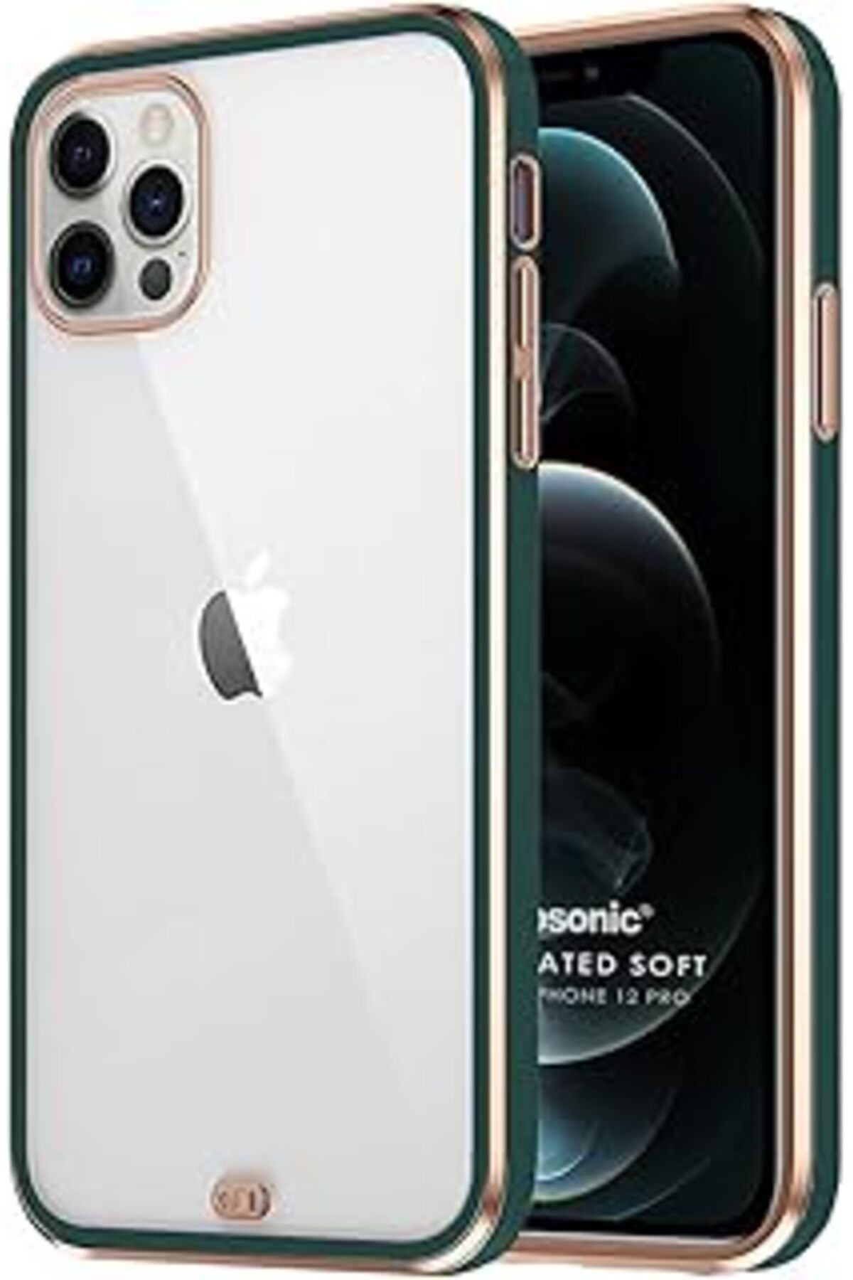 NZM TİCARET Iphone 12 Pro Için Kılıf Laser Plated Soft Koyu Yeşil [Iphone 12 Pro Ile Uyumlu Kı