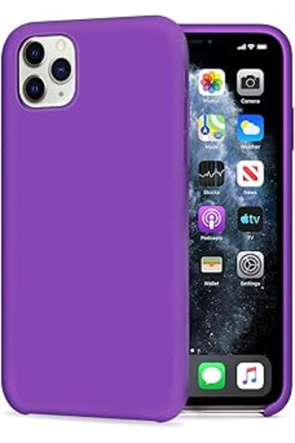 NZM TİCARET Caseup Iphone 11 Pro Max Uyumlu Kılıf Caseup Slim Liquid Silicone Uyumlu Kılıf Mor