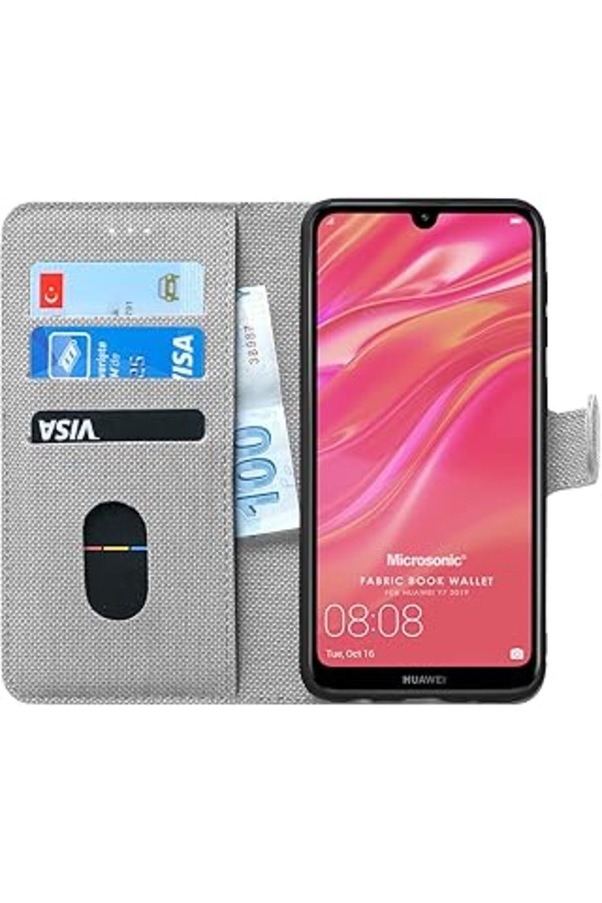 nerede bulurum Huawei Y7 2019 Için Kılıf Fabric Book Wallet Gri [Y7 2019 Ile Uyumlu Kılıf - Gri]