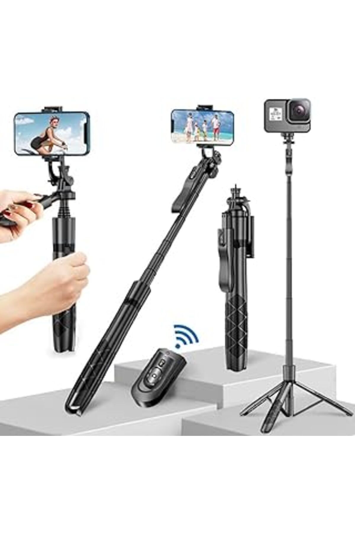 NZM TİCARET Cevoqin Iphone 60 Için Selfie Sopa Uzaktan Kumanda/Seyahat Tripod Ile Iphone/Selfie Sopa Telefon St