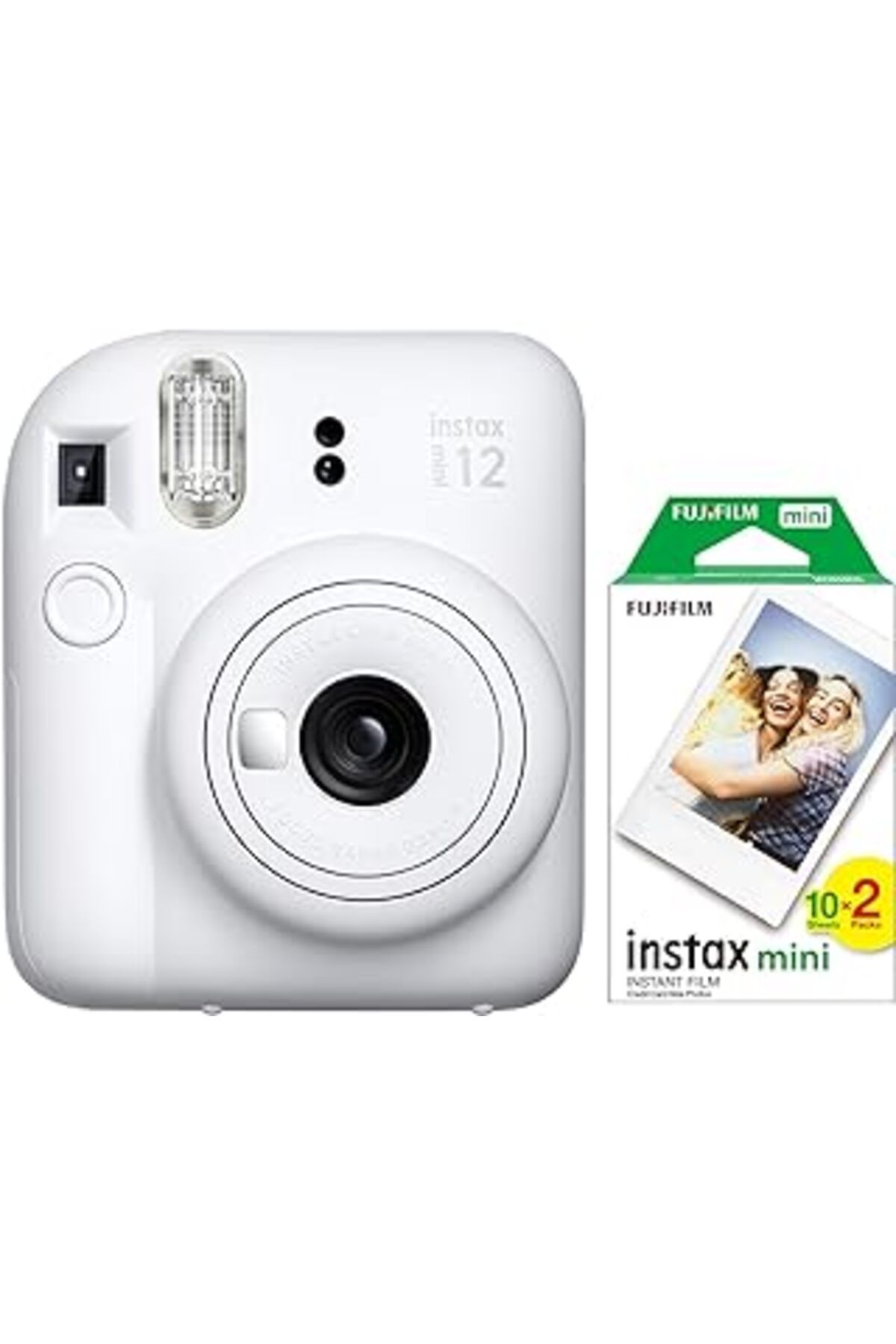 NZM TİCARET Instax Mini 12 Beyaz Fotoğraf Makinesi Ve 20'Li Mini Film