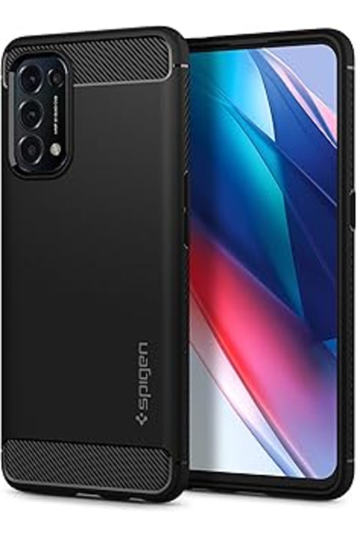 NZM TİCARET Spigen Oppo Find X3 Lite / Reno 5 5G Kılıf Rugged Armor Matte Black - Acs02822