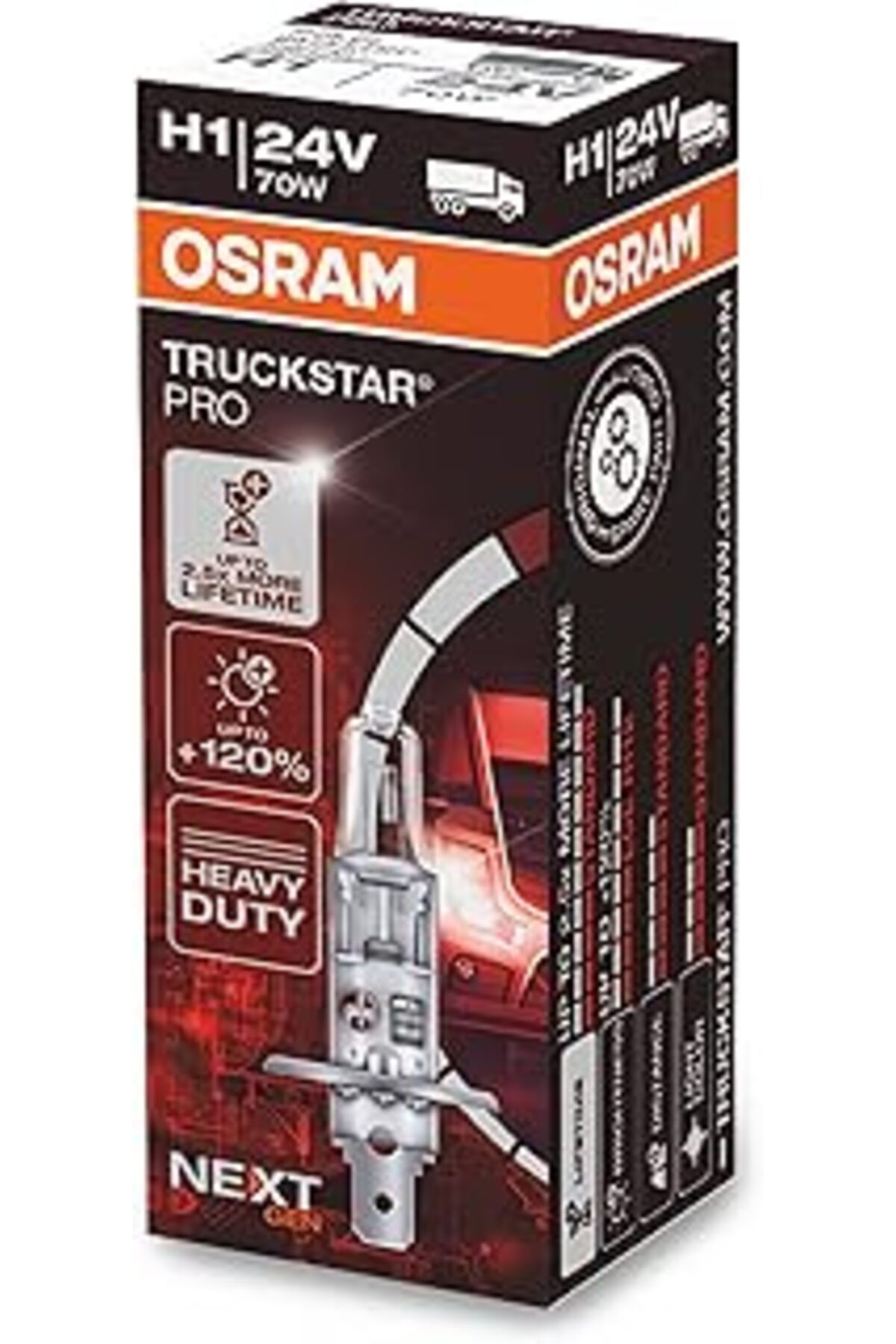 NZM TİCARET Ampul Truckstar Pro H1 24V 70W%120'Ye Kadar Fazla Işık 2.5X Daha Uzun Kullanım Süresi 64155Tsp