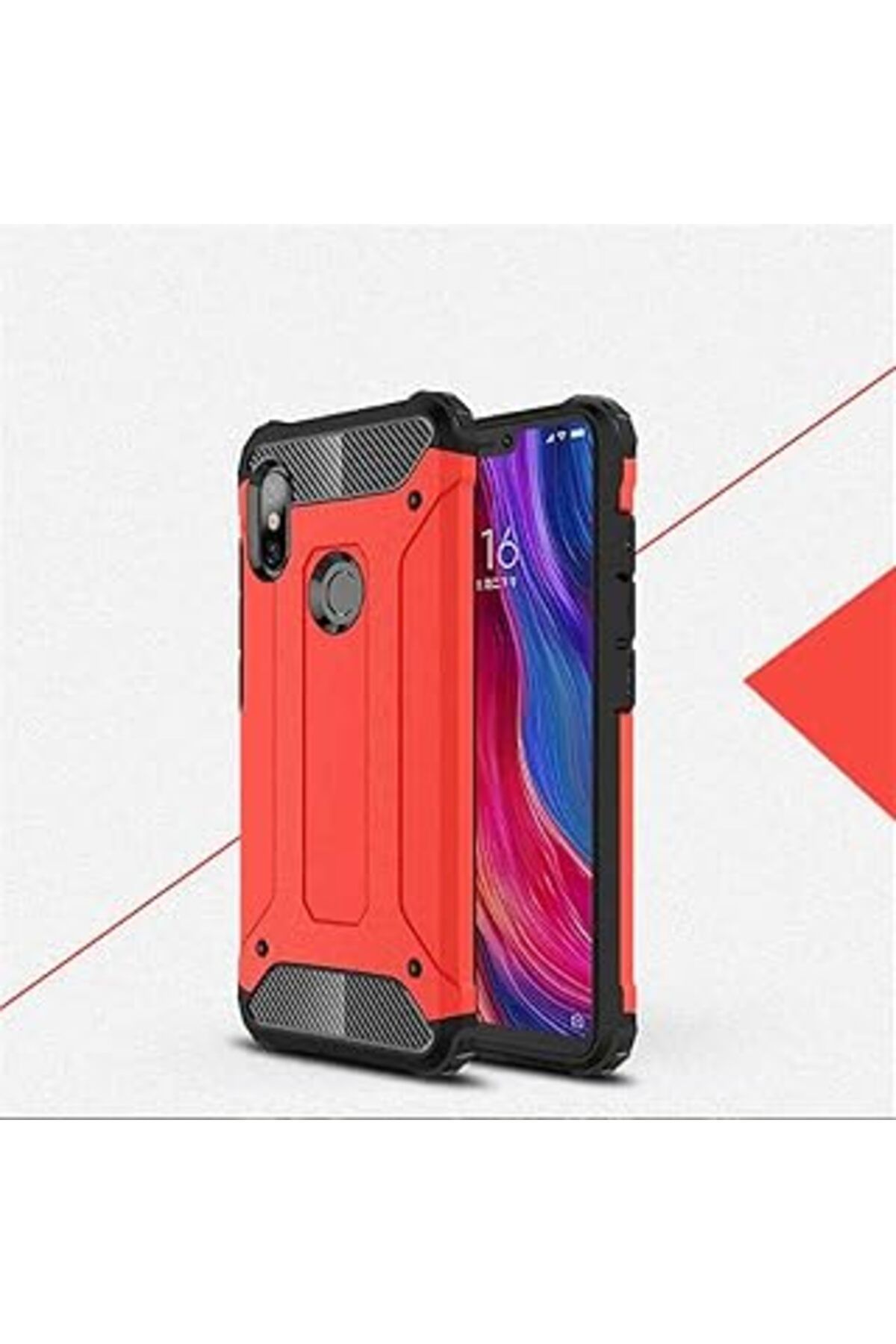 NZM TİCARET Mi Redmi 6 Ile Uyumlu Kılıf Crash Zırh Tipi Koruyucu Çift Katmanlı Silikon Kapak,Kırm