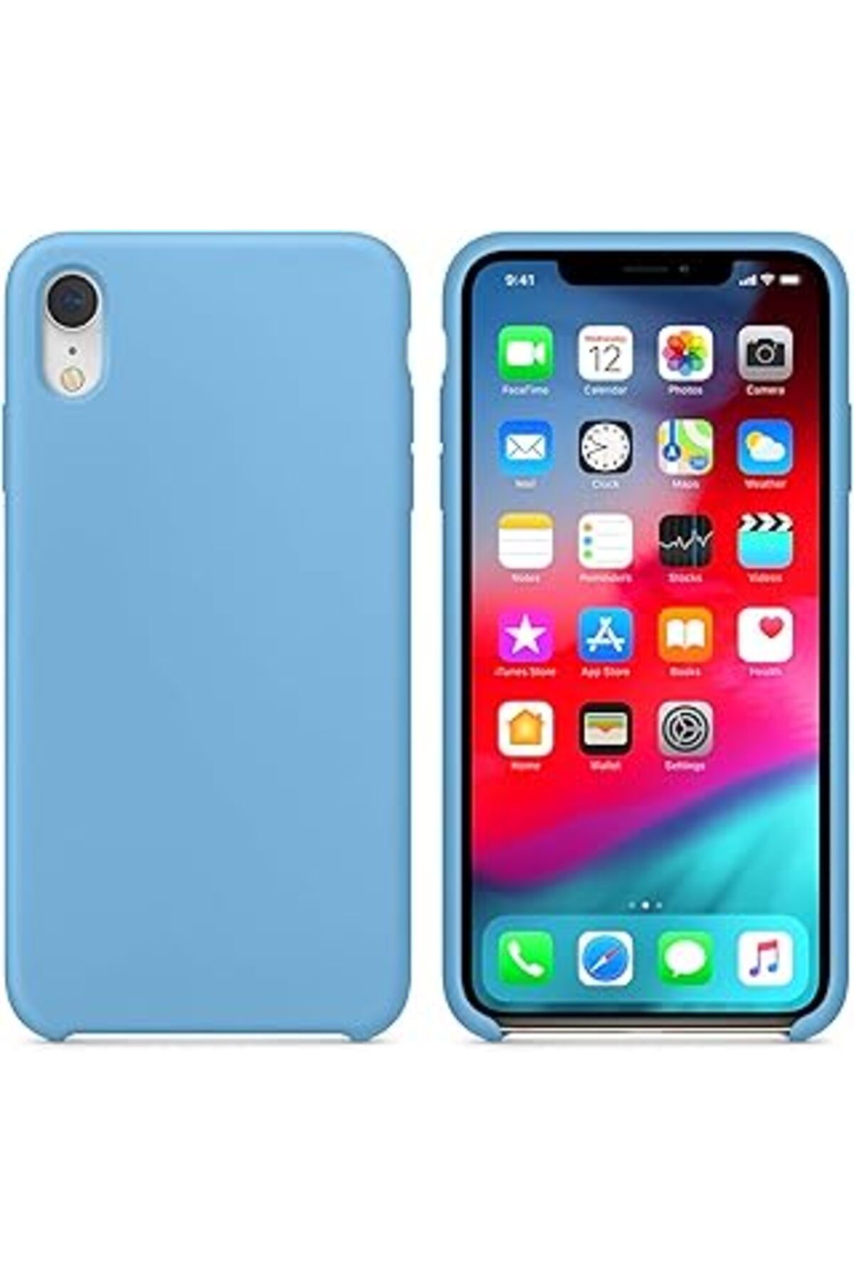 NZM TİCARET Iphone Xr Için Kılıf Liquid Lansman Silikon Kantaron Mavisi [Iphone Xr Ile Uyumlu