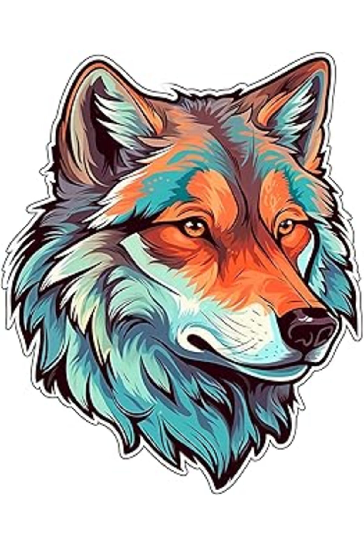 NZM TİCARET Sticker Wolf Kurt Motorsiklet,Kask,Laptop,Motor Ve Oto Araç Sticker 12 X 15 Cm Renkli