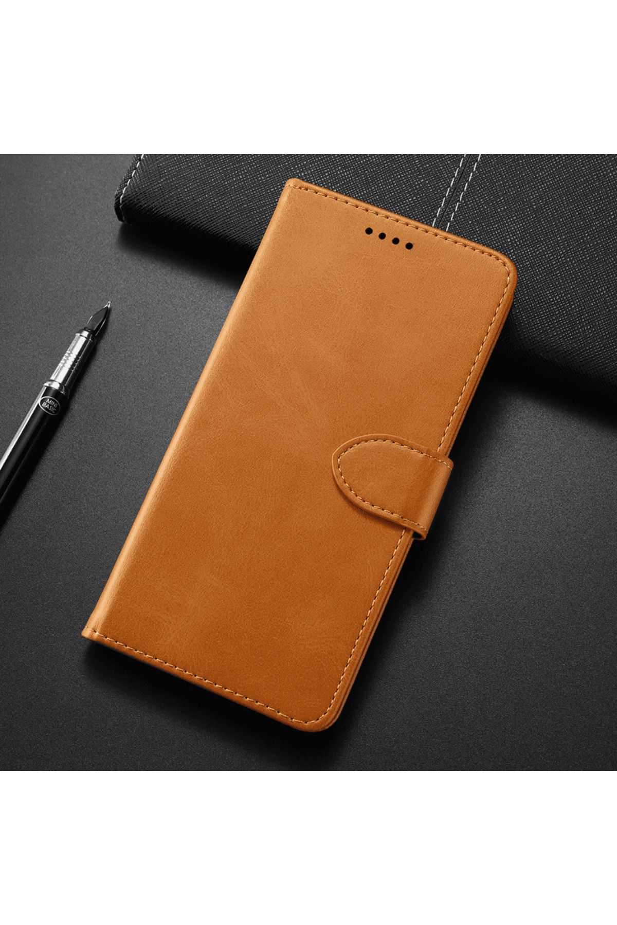 Skygo XİAOMİ REDMİ NOTE 8 KARTLIKLI CÜZDAN KILIF (DELUXE WALLET CASE)  KAHVERENGİ