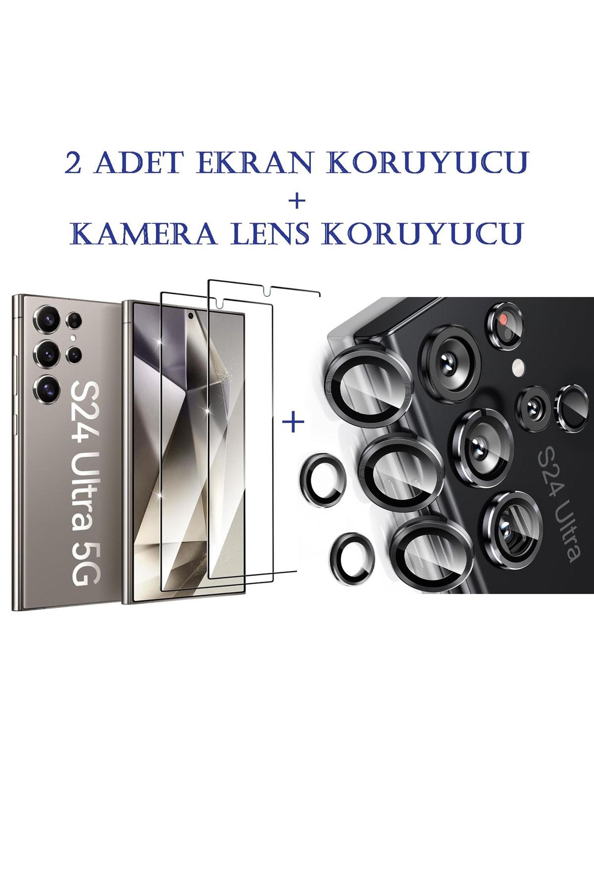 UKSCASE Samsung Galaxy S24 Ultra (6.8'' 2024) Ekran Koruyucu Nano Cam 2 Adet + Kamera Lens Koruyucu Set