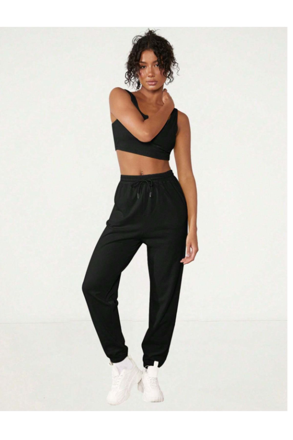 CAONNES-High Waist Relaxfit Jogger Sweatpants - 2 Thread Knitted Fabric Chafing Pants 2