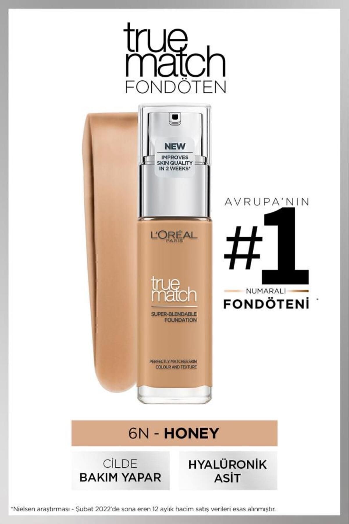 L'Oreal Paris Ciltlerin Dokusunu Pürüzsüzleştiren Doğal Bitişli Hafif Dokulu Fondöten 6n Honey