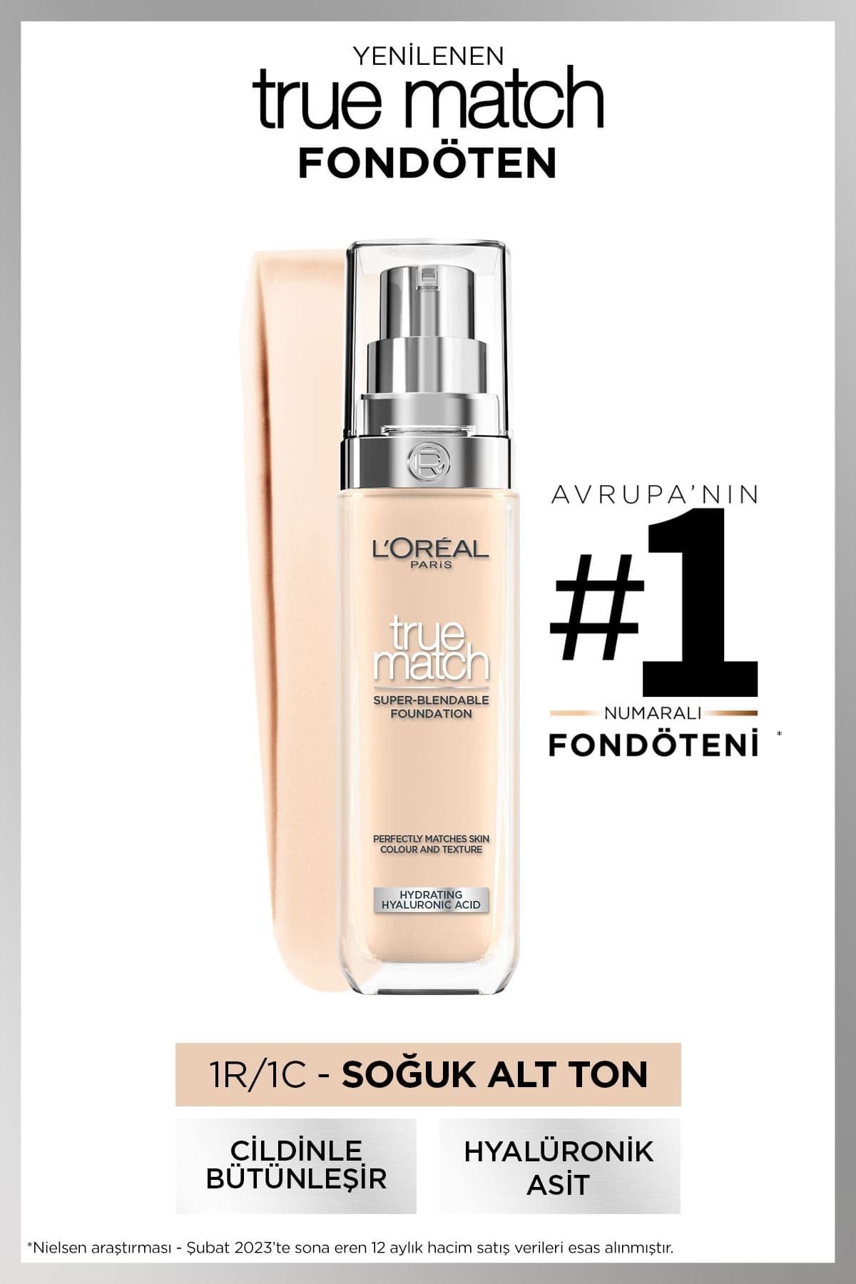 L'Oreal Paris Ciltlerin Dokusunu Pürüzsüzleştiren Doğal Bitişli Hafif Dokulu Fondöten 1C Soğuk Alt Ton